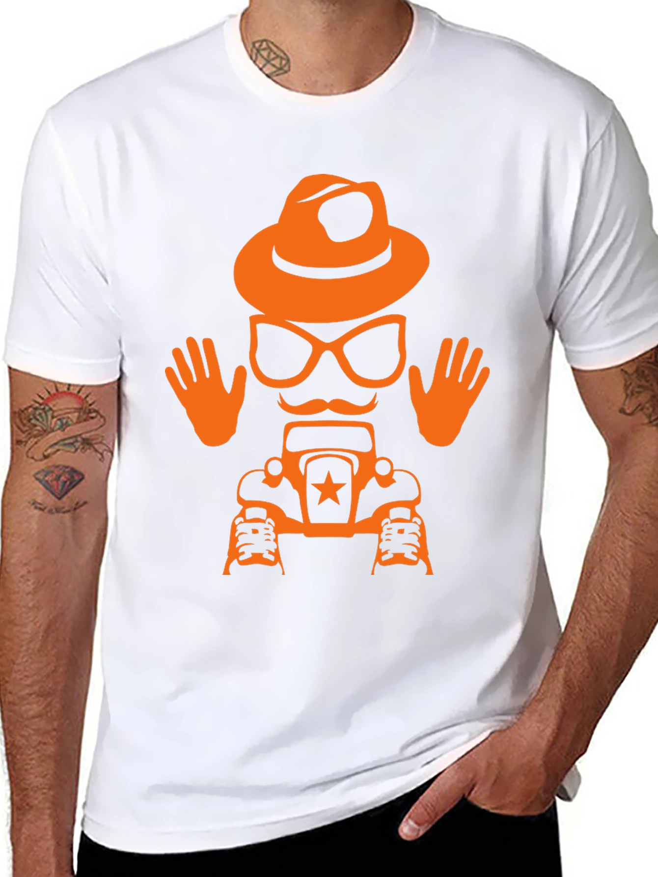 Humorous Car & Character T-Shirt