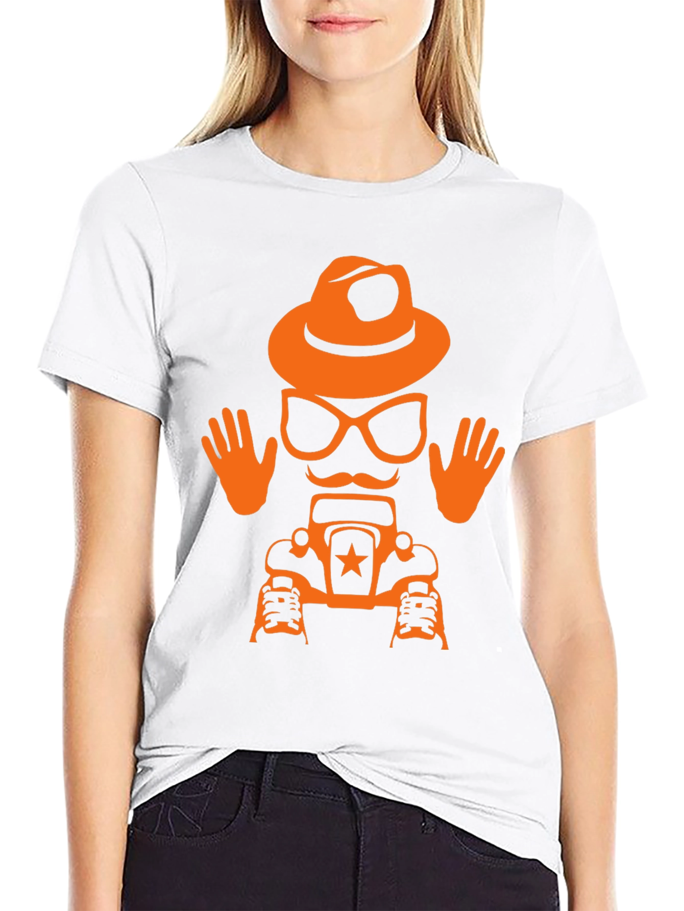 Humorous Car & Character T-Shirt
