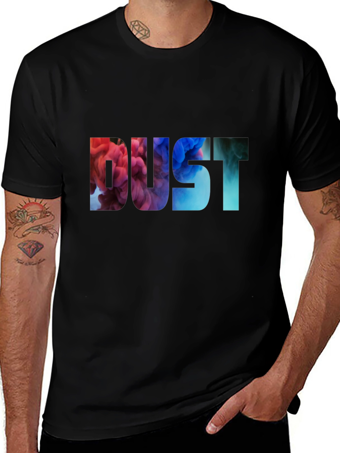 Dust Graphic Print Mens Black T-Shirt