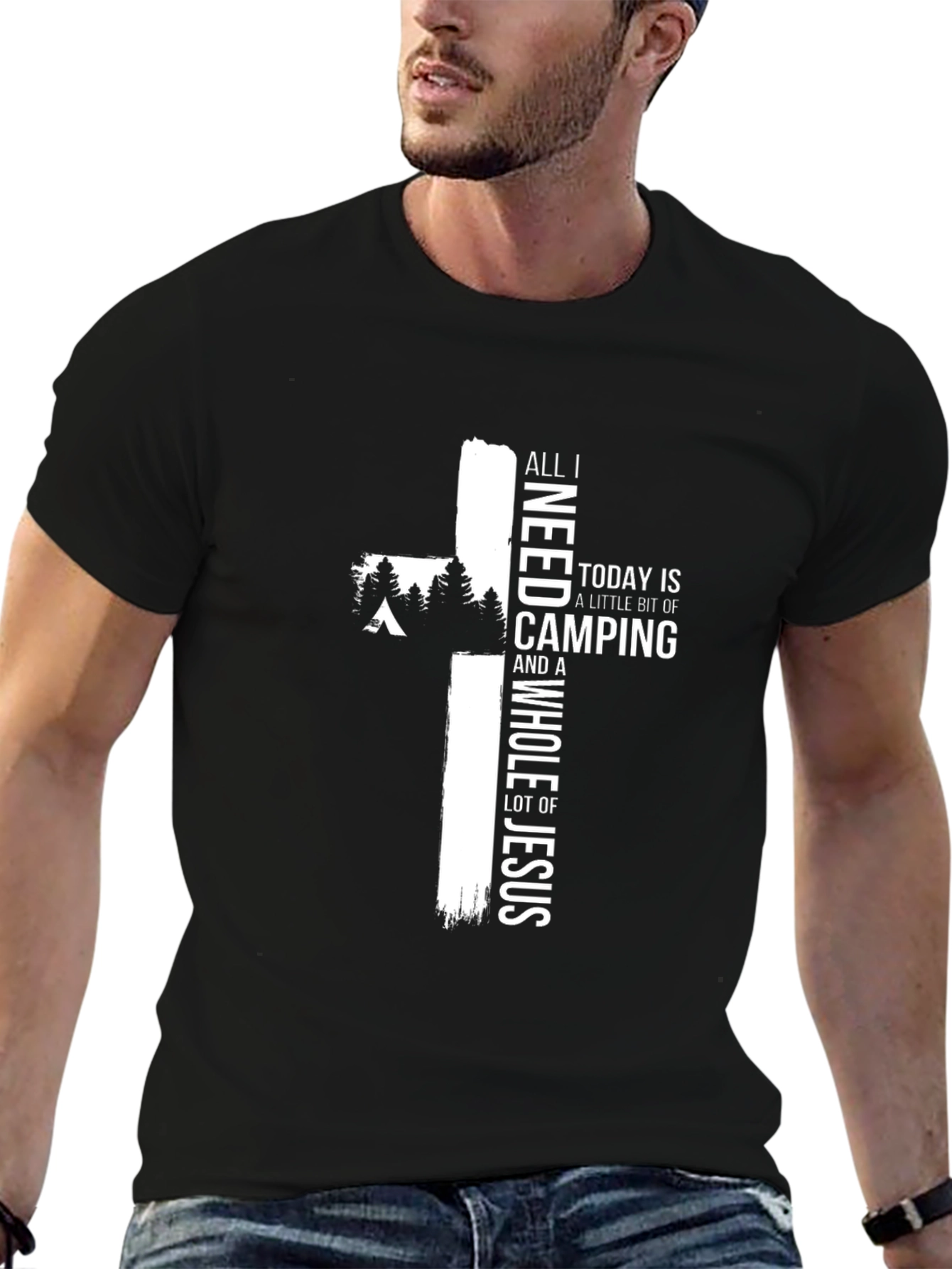Camping and Jesus Graphic T-Shirt