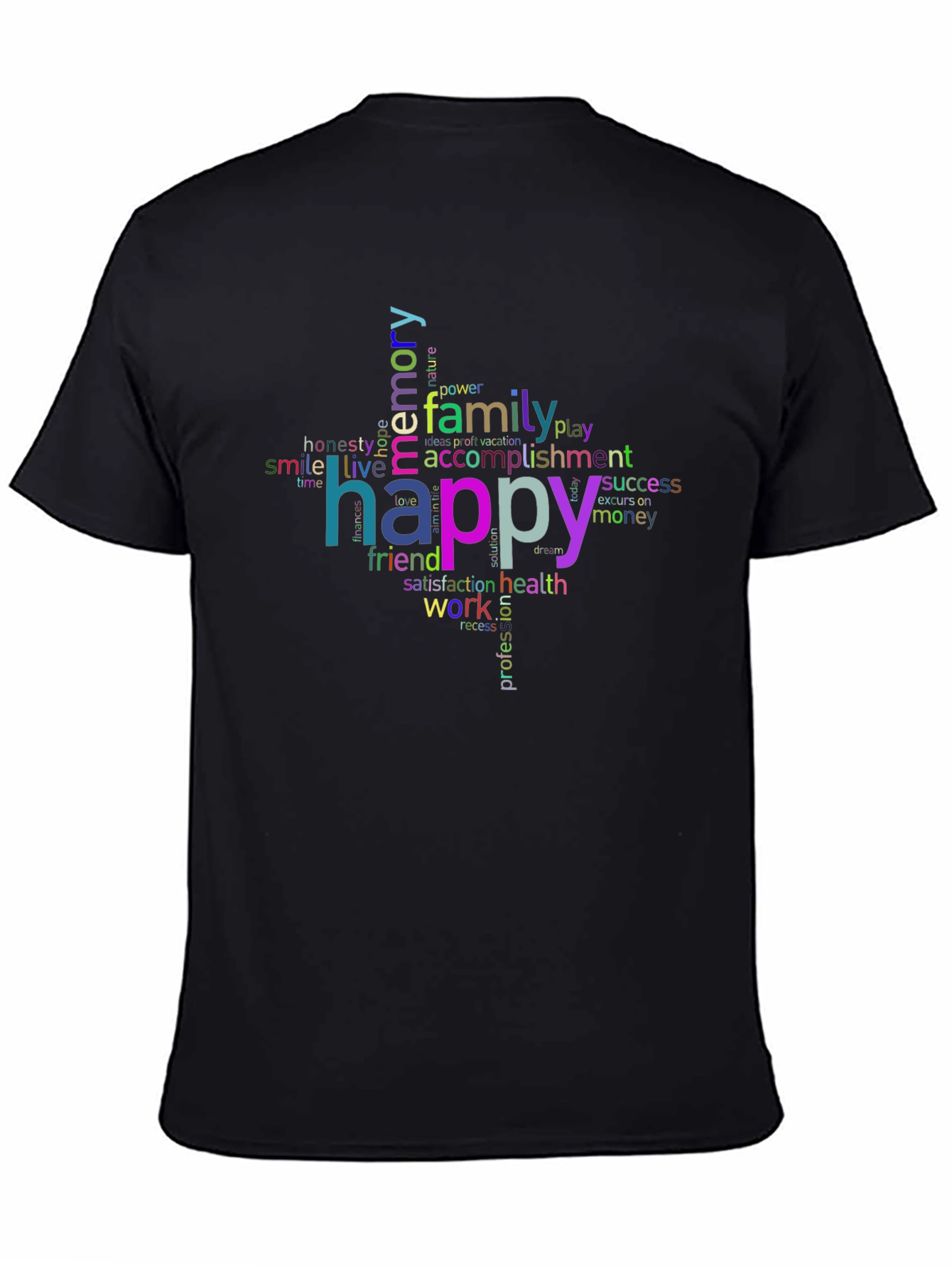 Happy Word Cloud T-Shirt - Positive Vibes