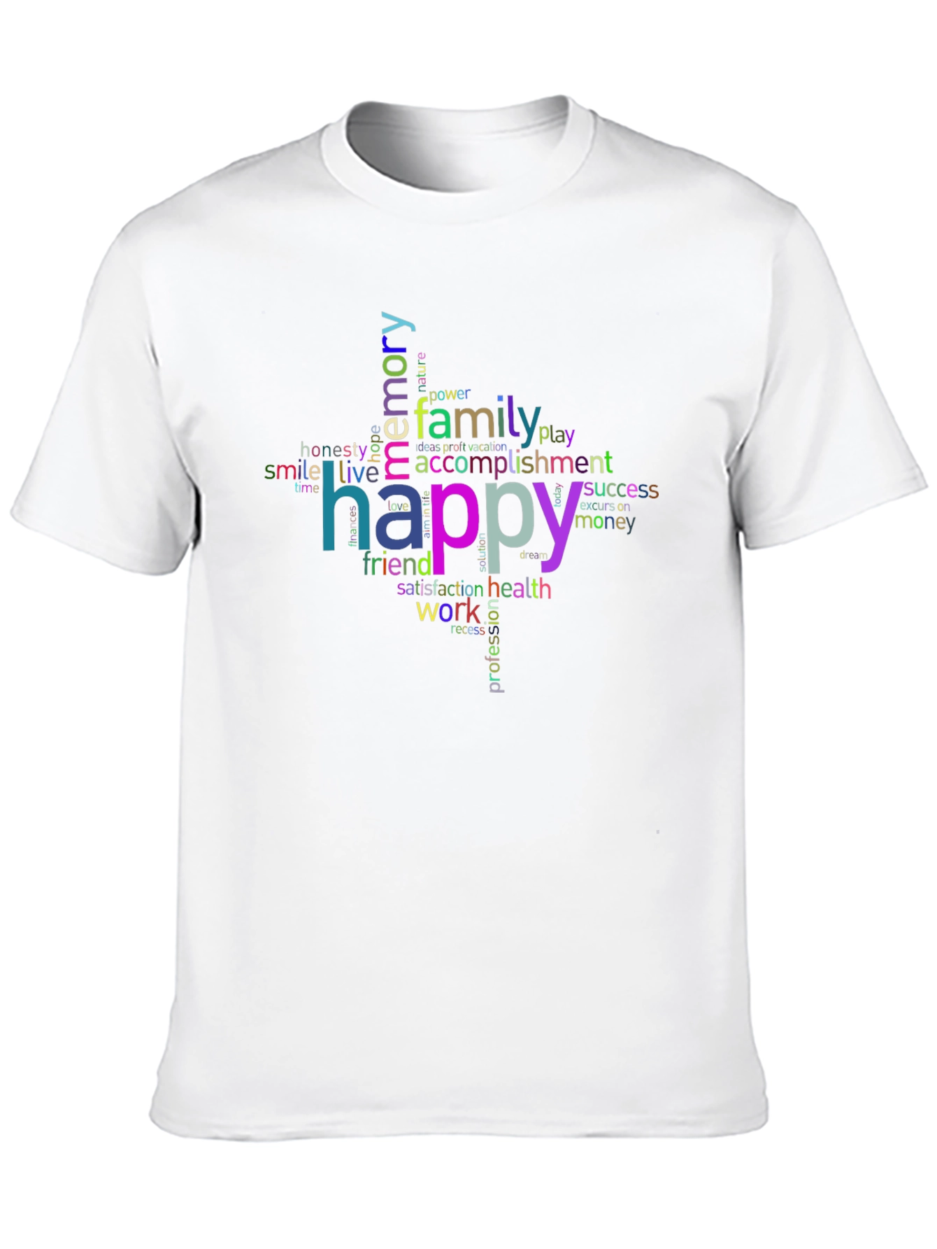 Happy Word Cloud T-Shirt - Positive Vibes