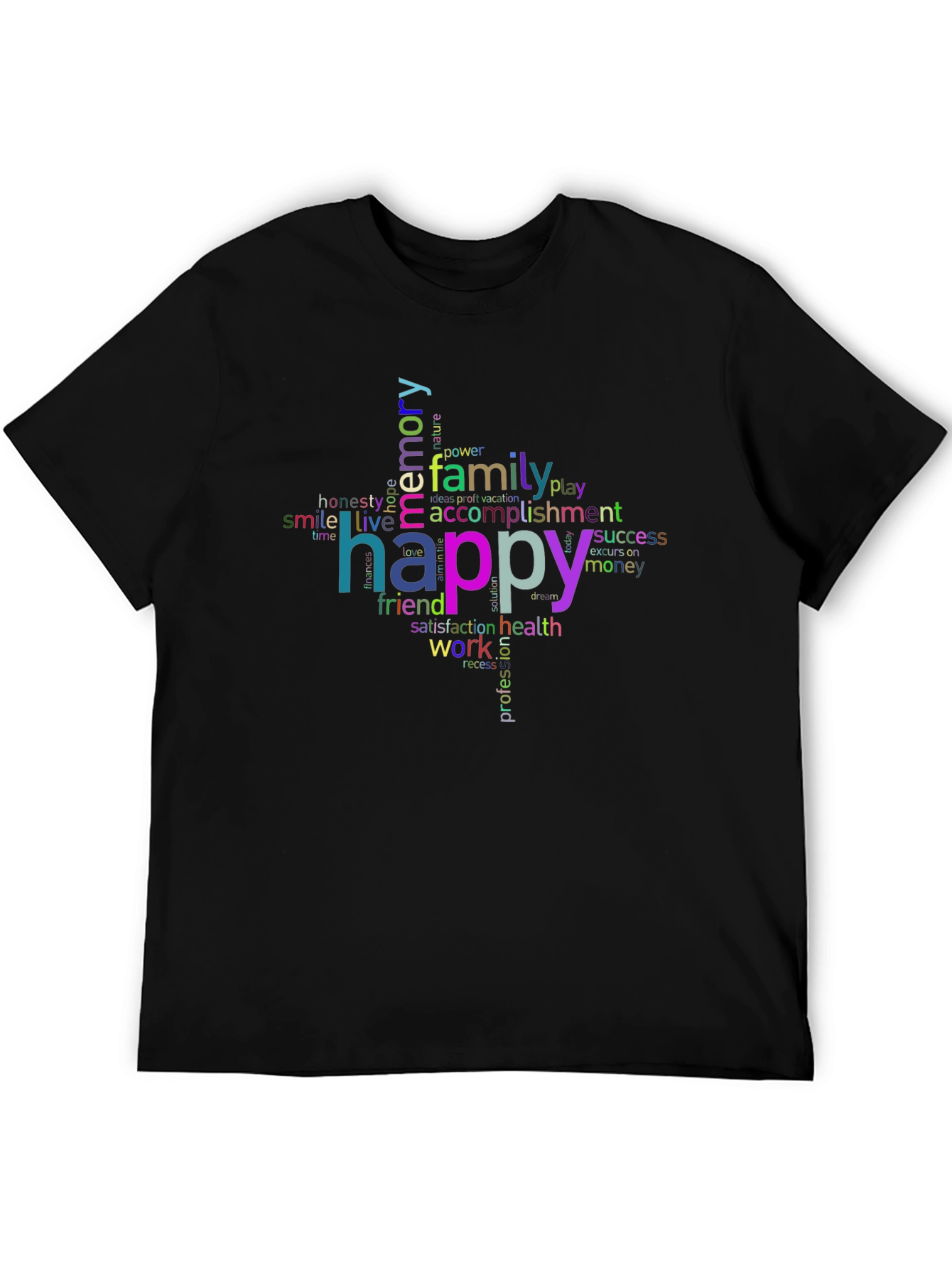 Happy Word Cloud T-Shirt - Positive Vibes