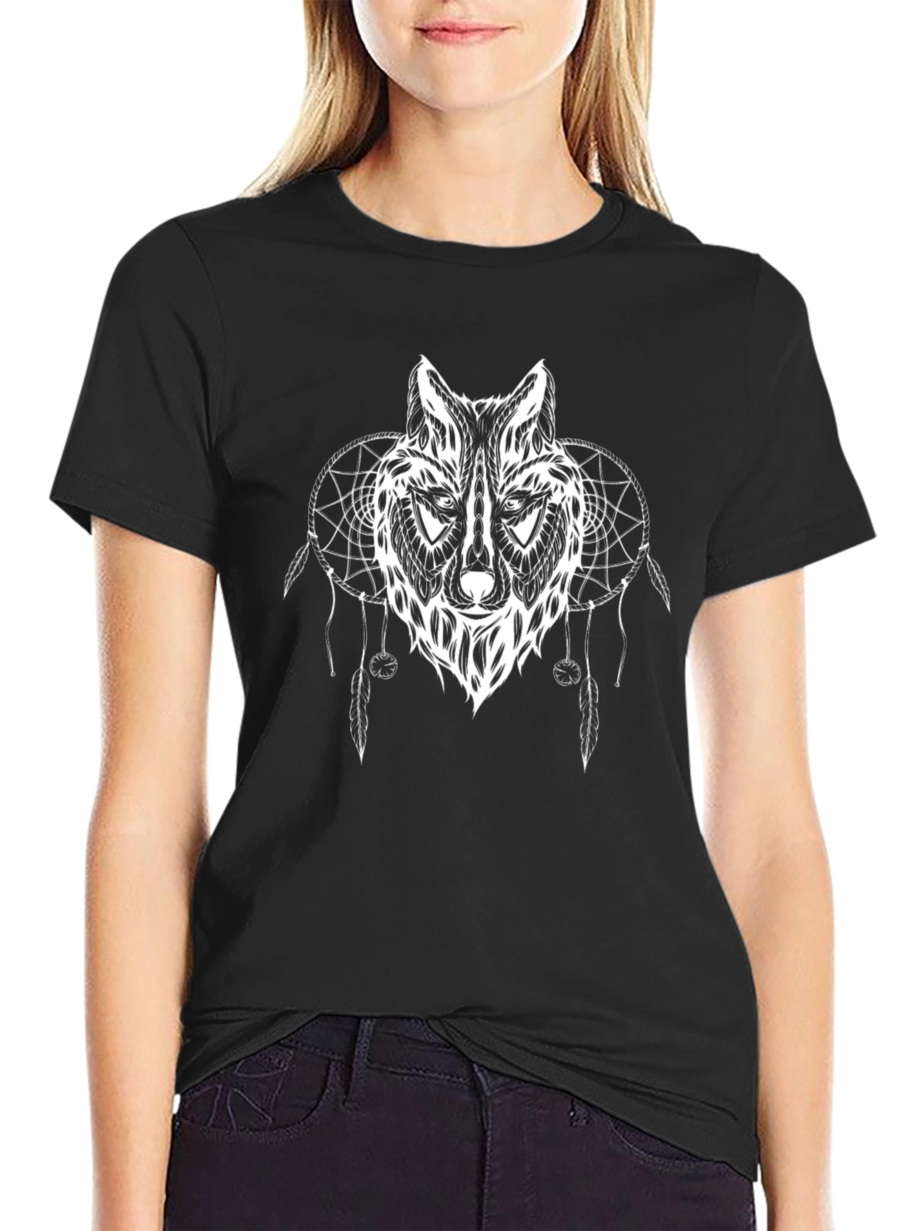 Wolf Dreamcatcher Graphic T-Shirt - Stylish Mens Tee