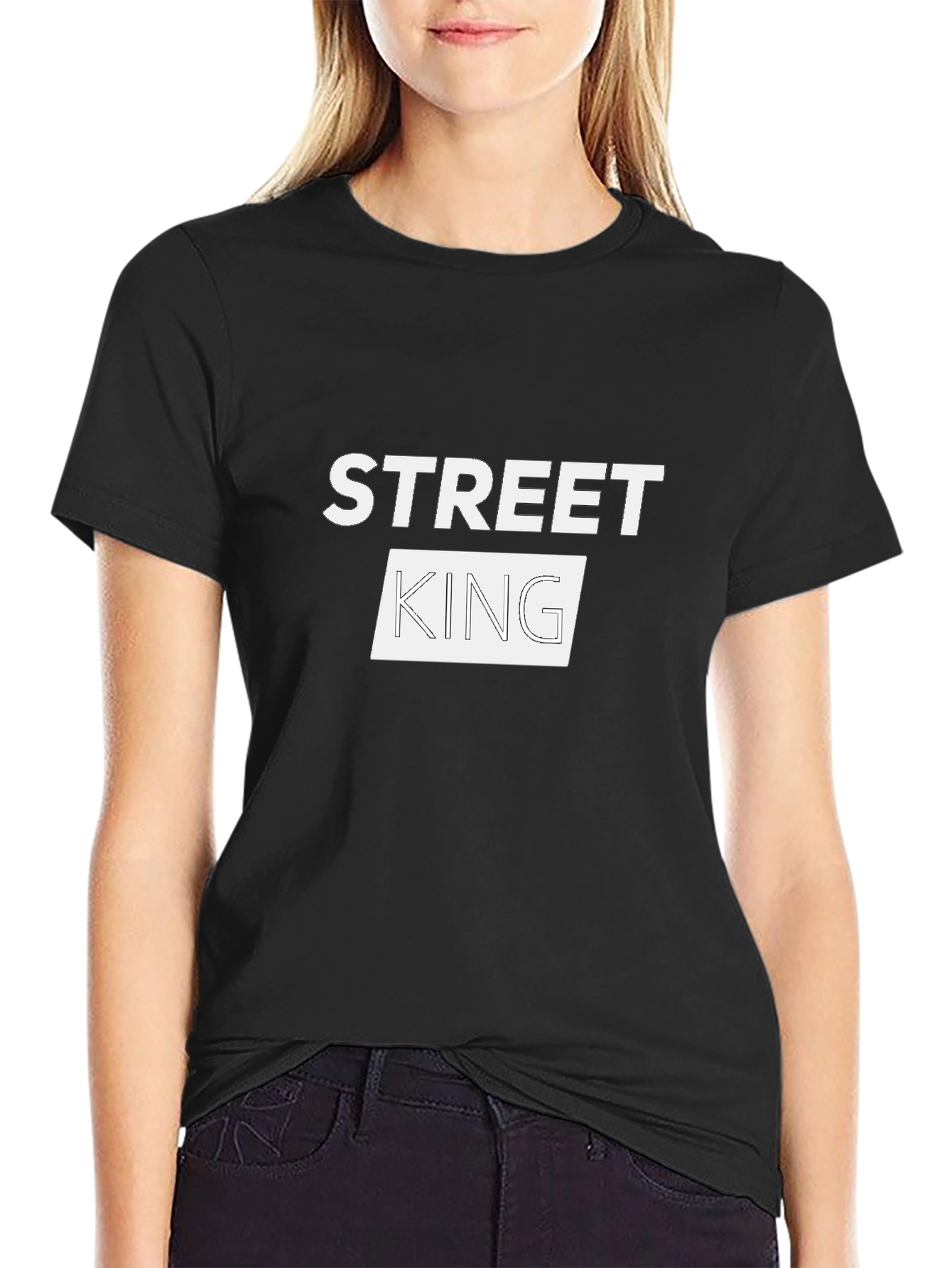 Street King Graphic Print Black T-Shirt