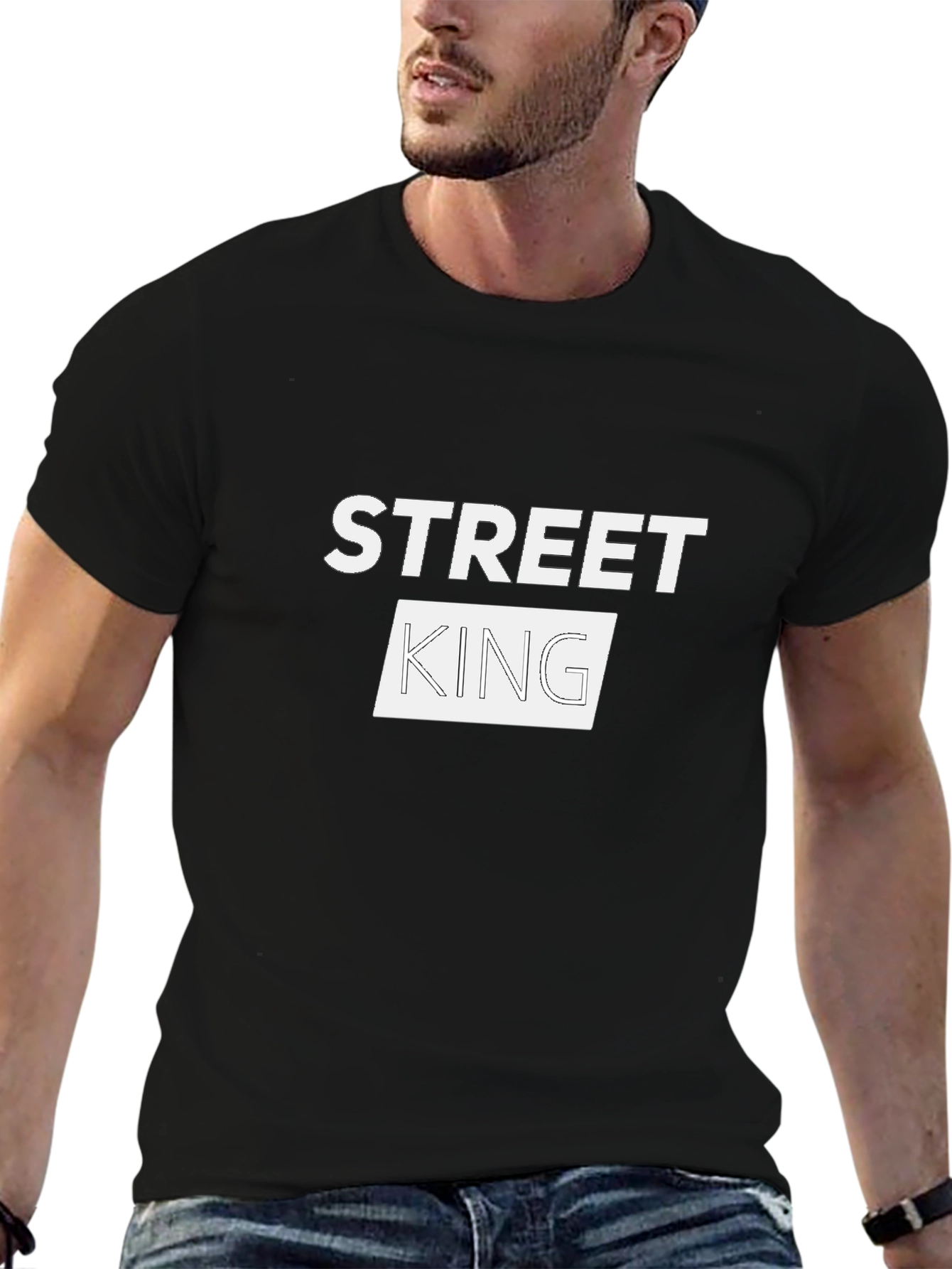 Street King Graphic Print Black T-Shirt