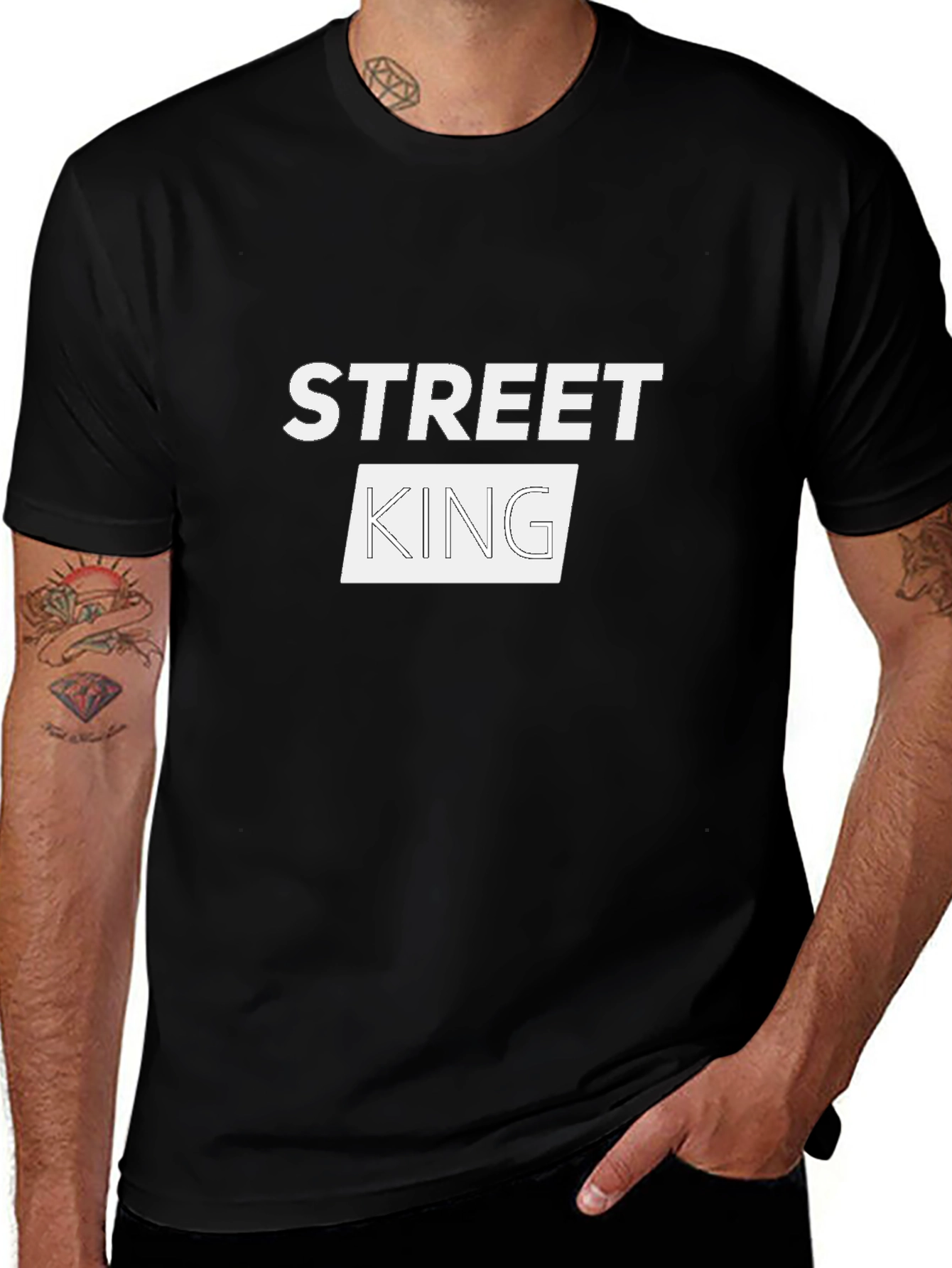 Street King Graphic Print Black T-Shirt