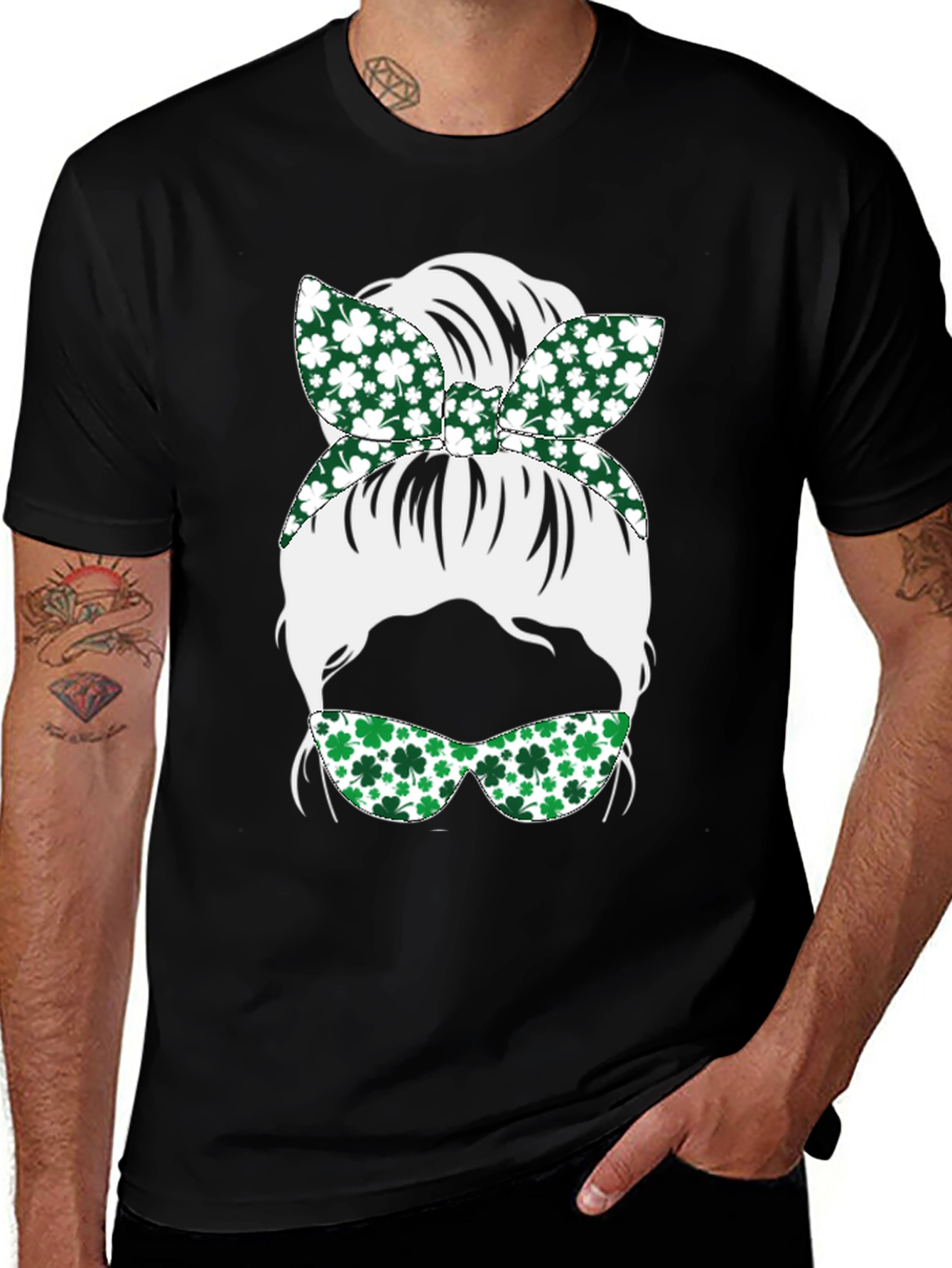 St. Patricks Day Messy Bun T-Shirt
