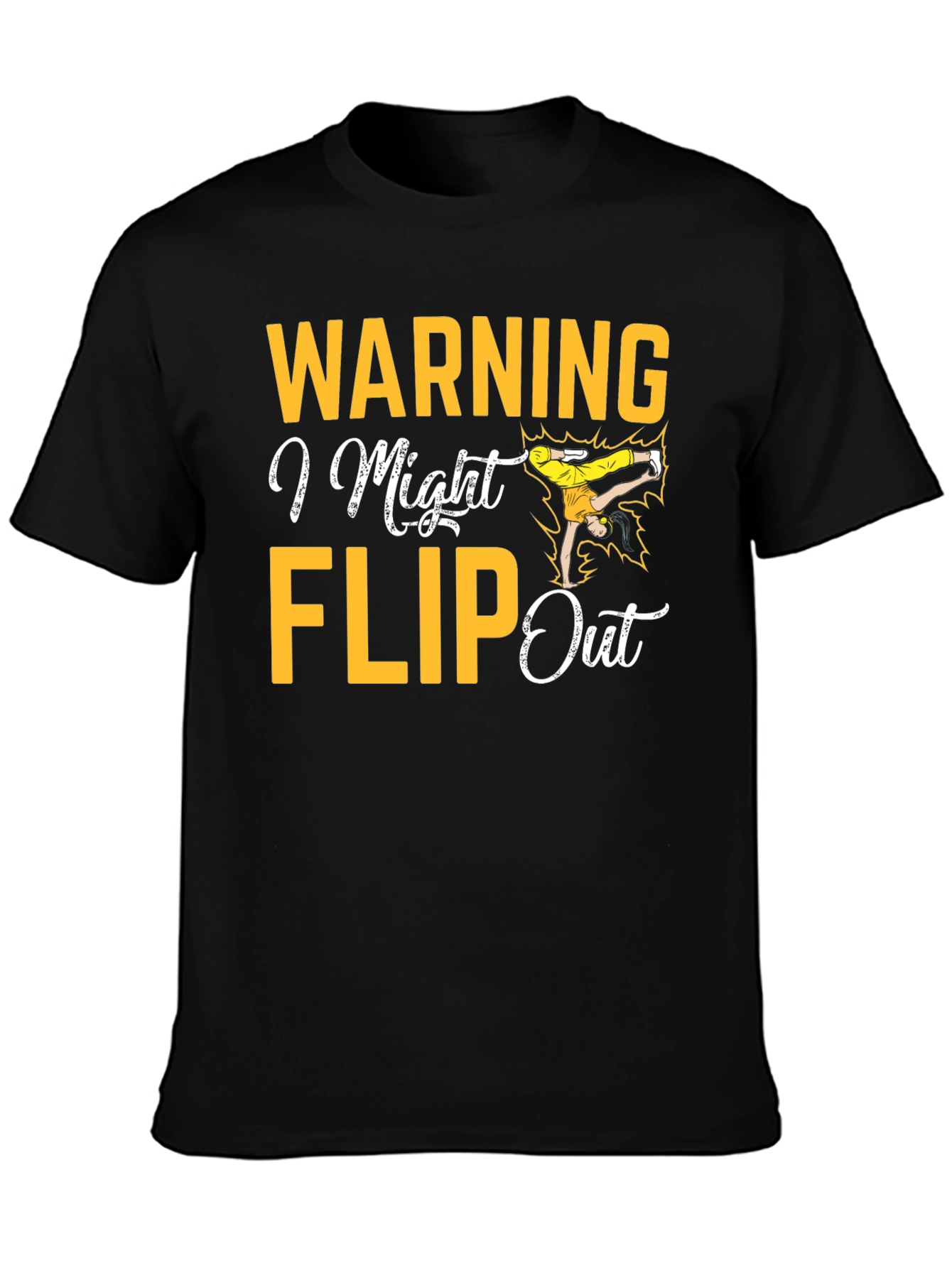 Warning I Might Flip Out Black Graphic Tee