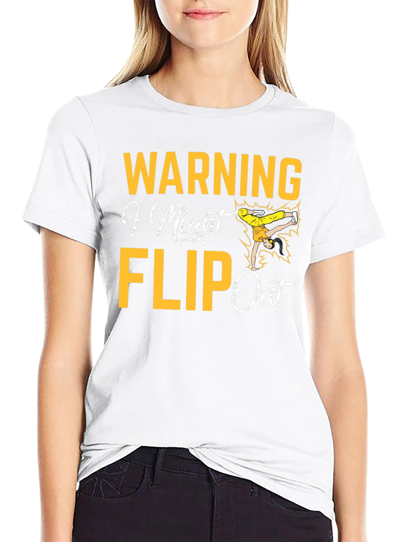 Warning I Might Flip Out Black Graphic Tee