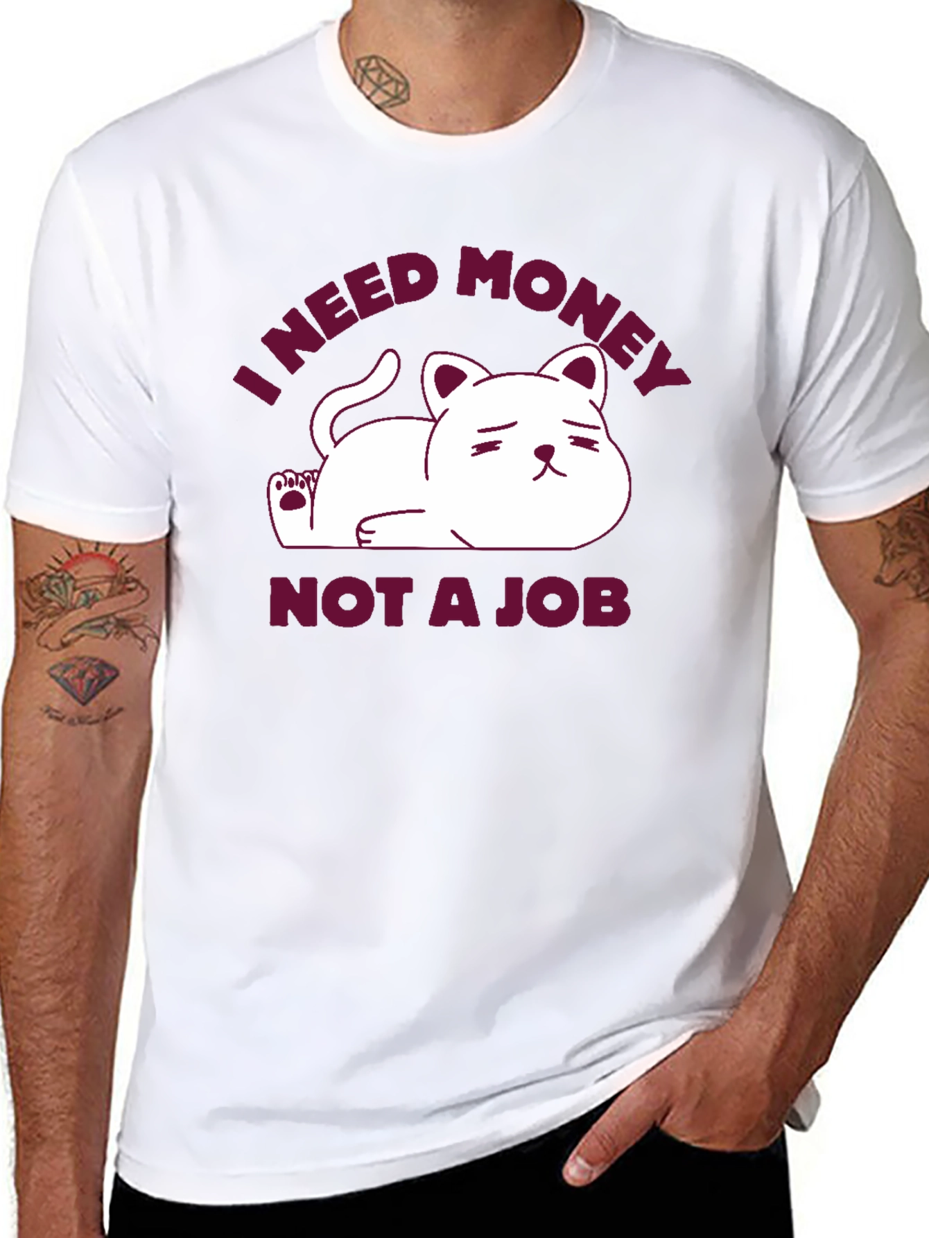 I Need Money Not A Job Cat T-Shirt