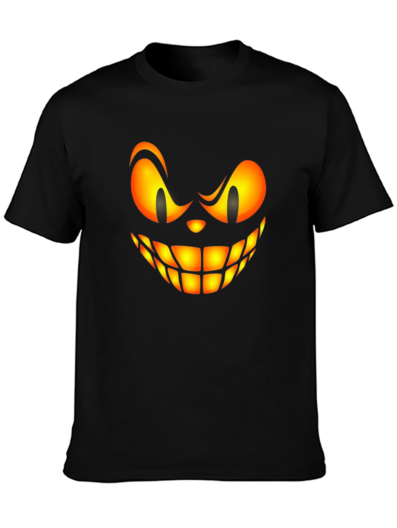 Scary Halloween Face Graphic Tee - Black T-Shirt