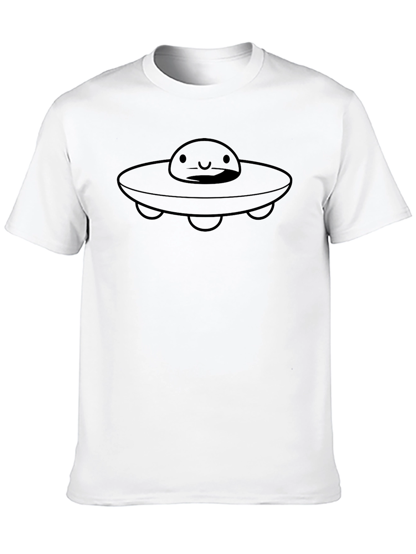 Cartoon UFO Black T-Shirt