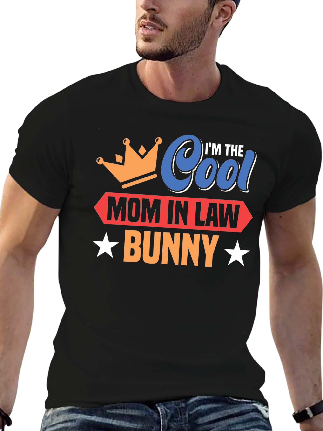 Cool Mom In Law Bunny Black T-Shirt