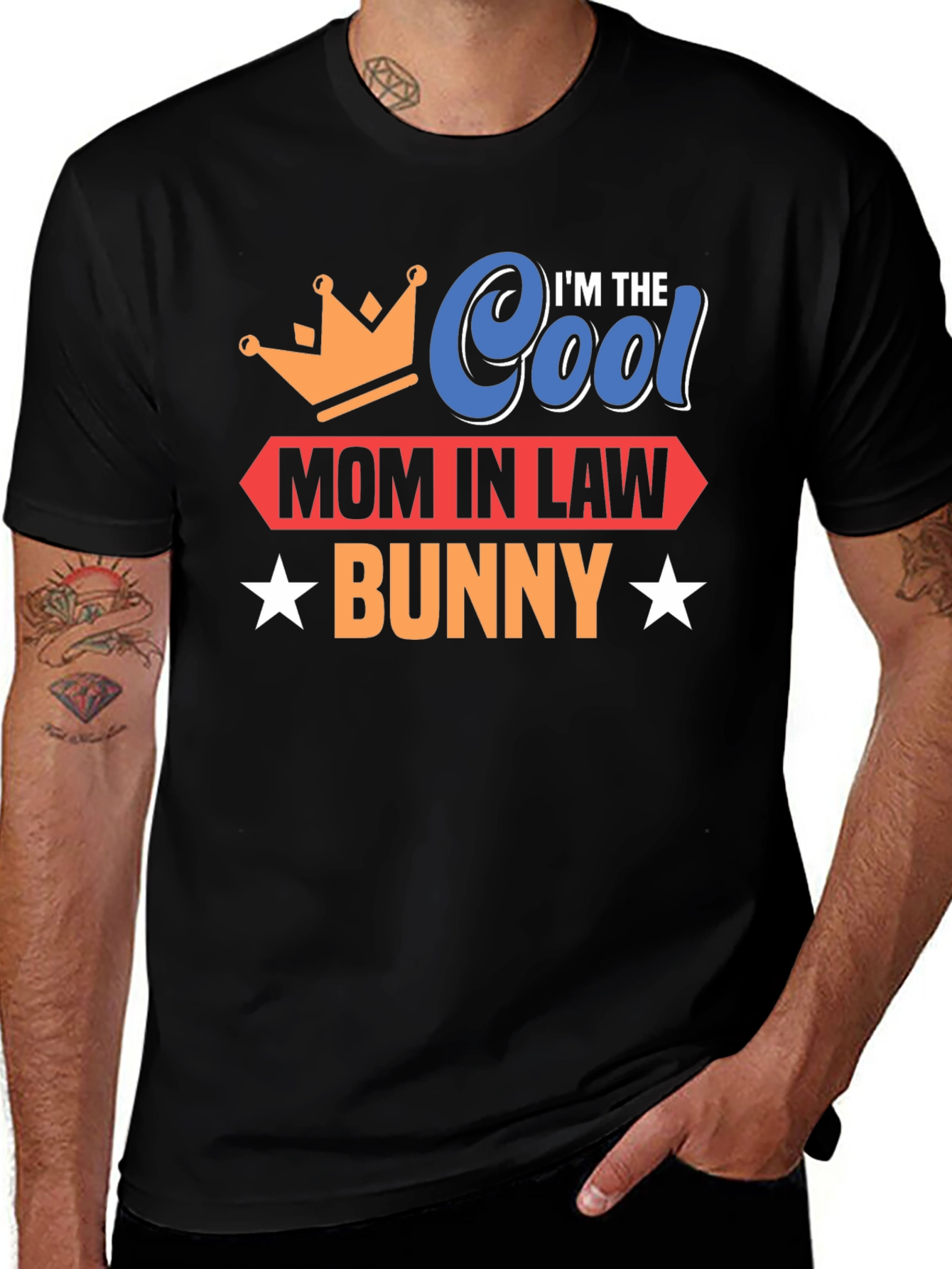 Cool Mom In Law Bunny Black T-Shirt