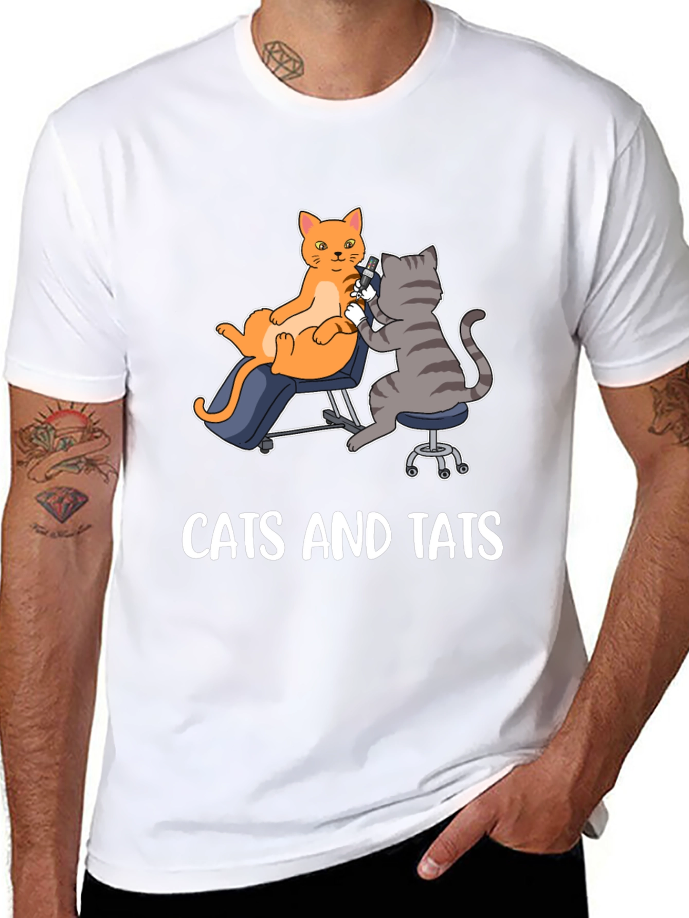 Cats and Tats Graphic Tee - Unique Tattoo Art