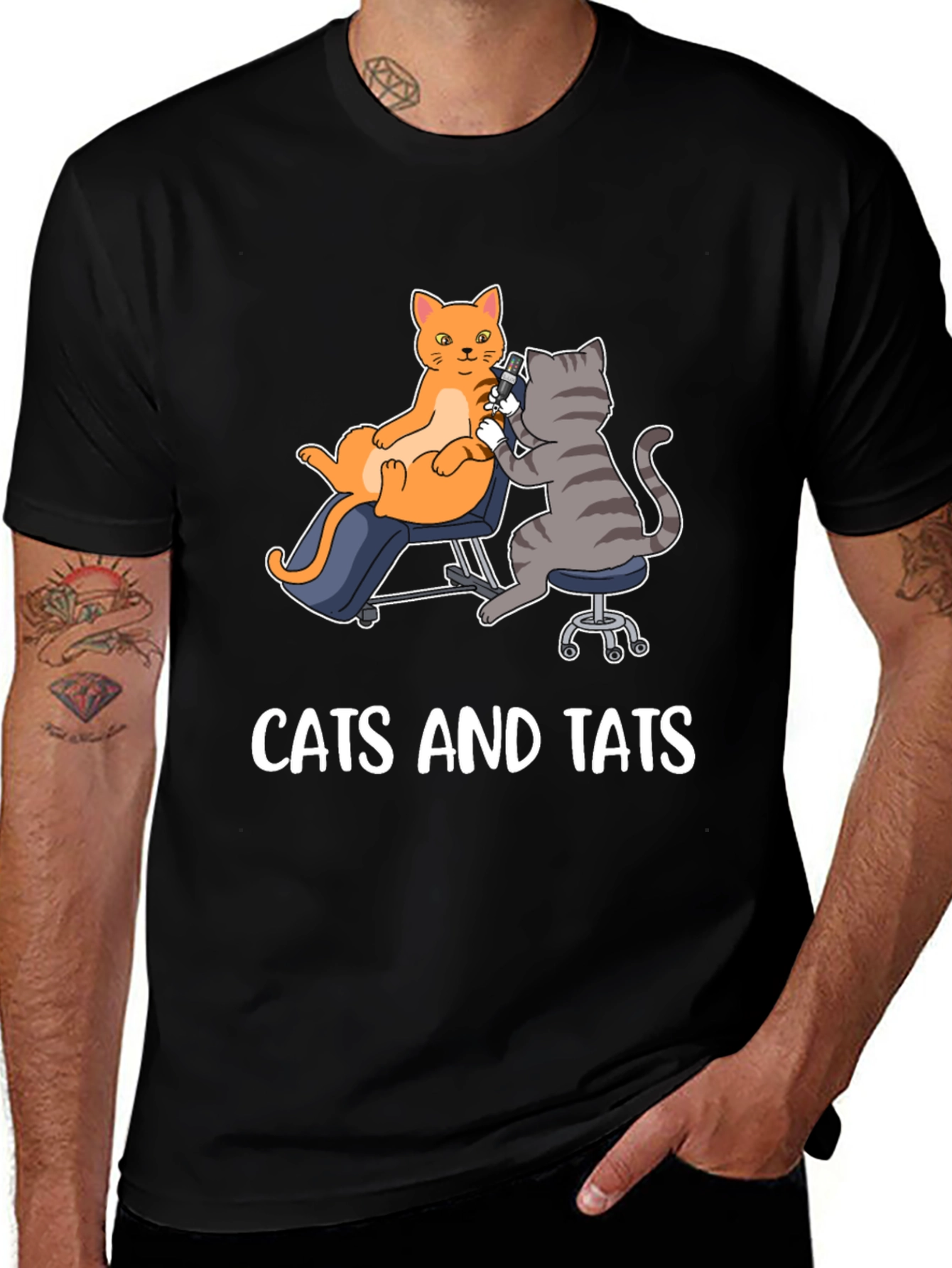 Cats and Tats Graphic Tee - Unique Tattoo Art
