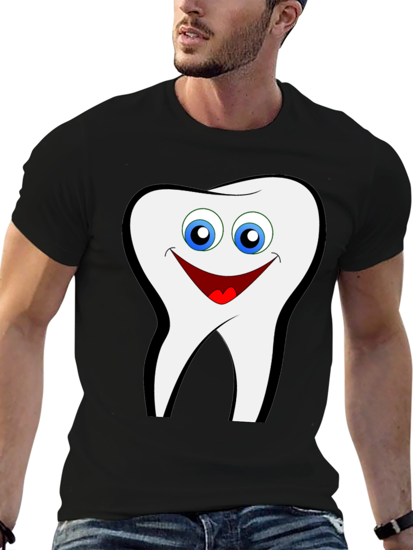 Smiling Tooth Graphic T-Shirt - Black Cotton Tee