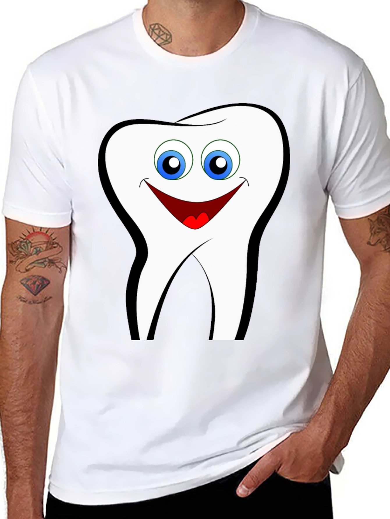 Smiling Tooth Graphic T-Shirt - Black Cotton Tee