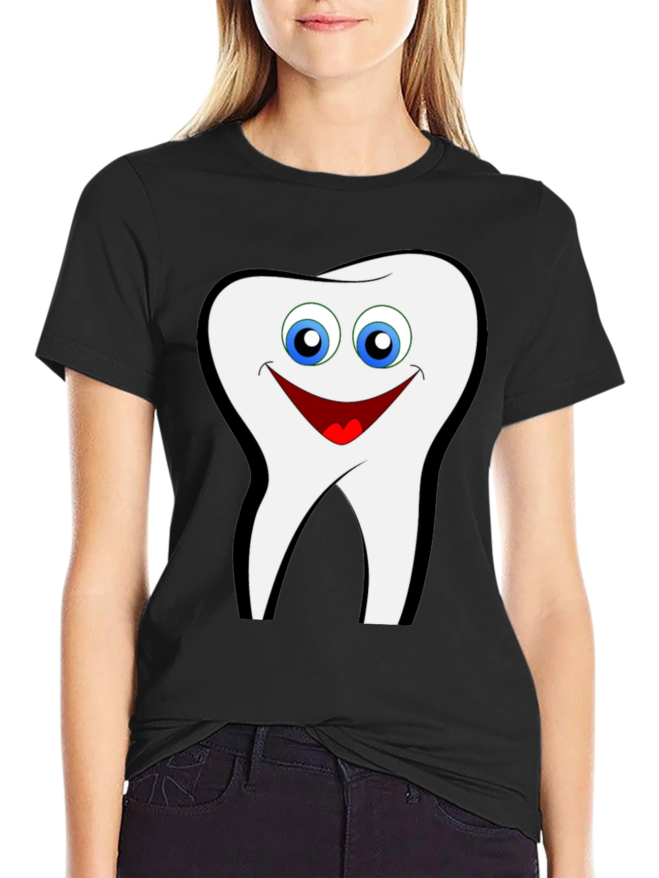 Smiling Tooth Graphic T-Shirt - Black Cotton Tee