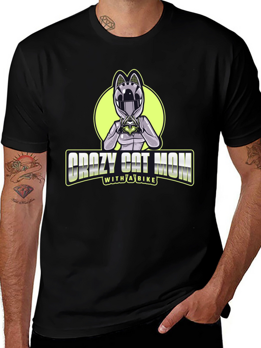 Crazy Cat Mom Biker T-Shirt - Unique Design!