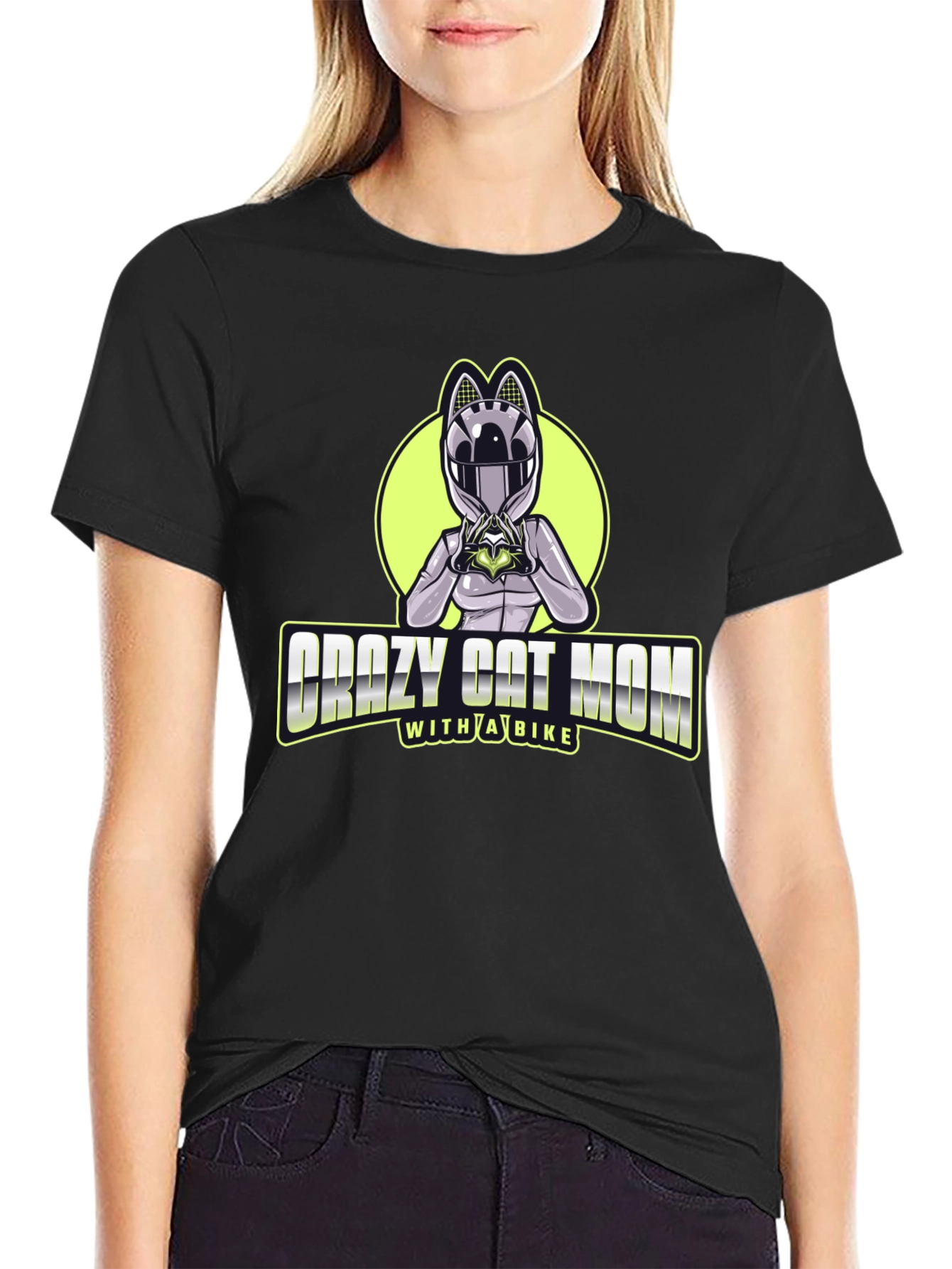 Crazy Cat Mom Biker T-Shirt - Unique Design!