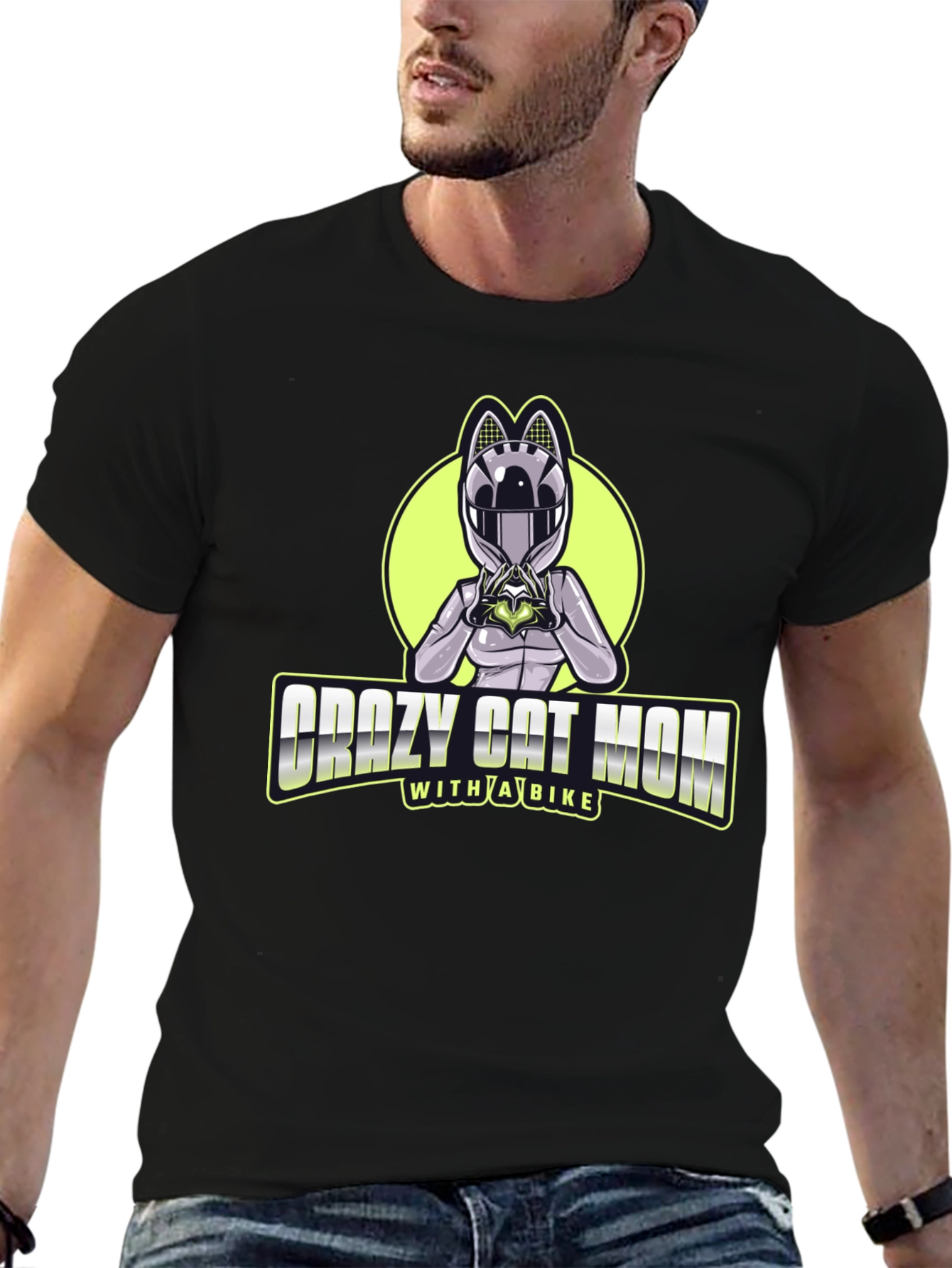 Crazy Cat Mom Biker T-Shirt - Unique Design!