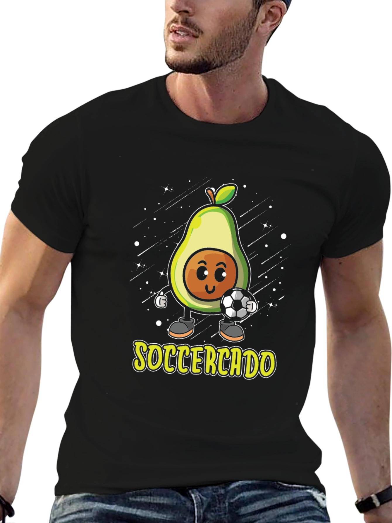 Soccercado Black T-Shirt - Avocado Soccer Pun Tee