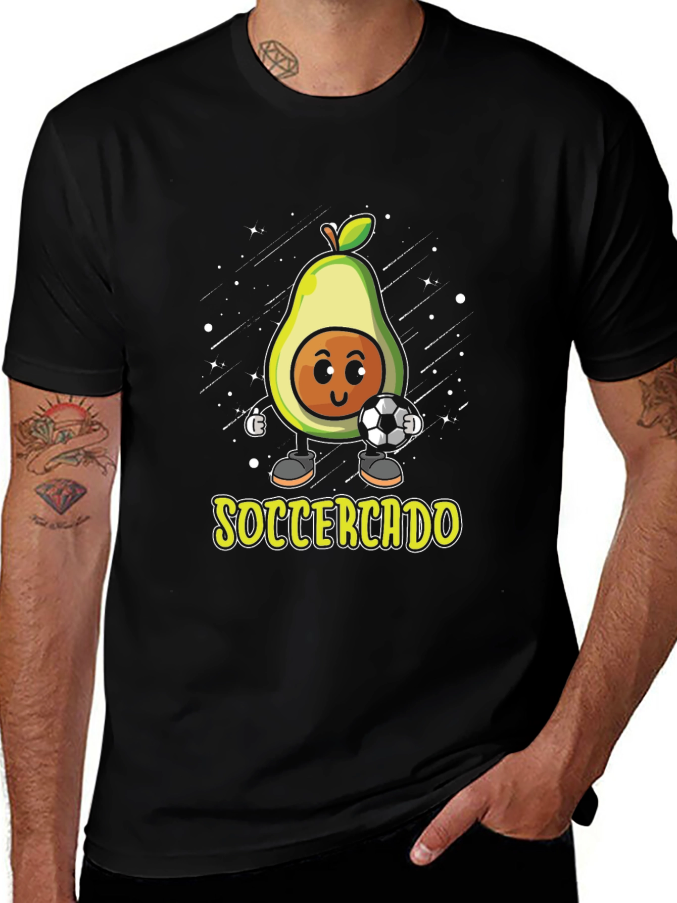 Soccercado Black T-Shirt - Avocado Soccer Pun Tee