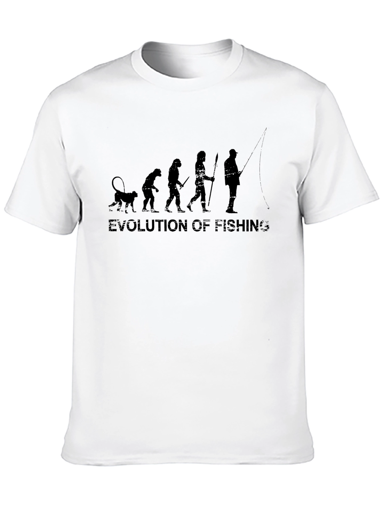Evolution of Fishing Black Graphic T-Shirt