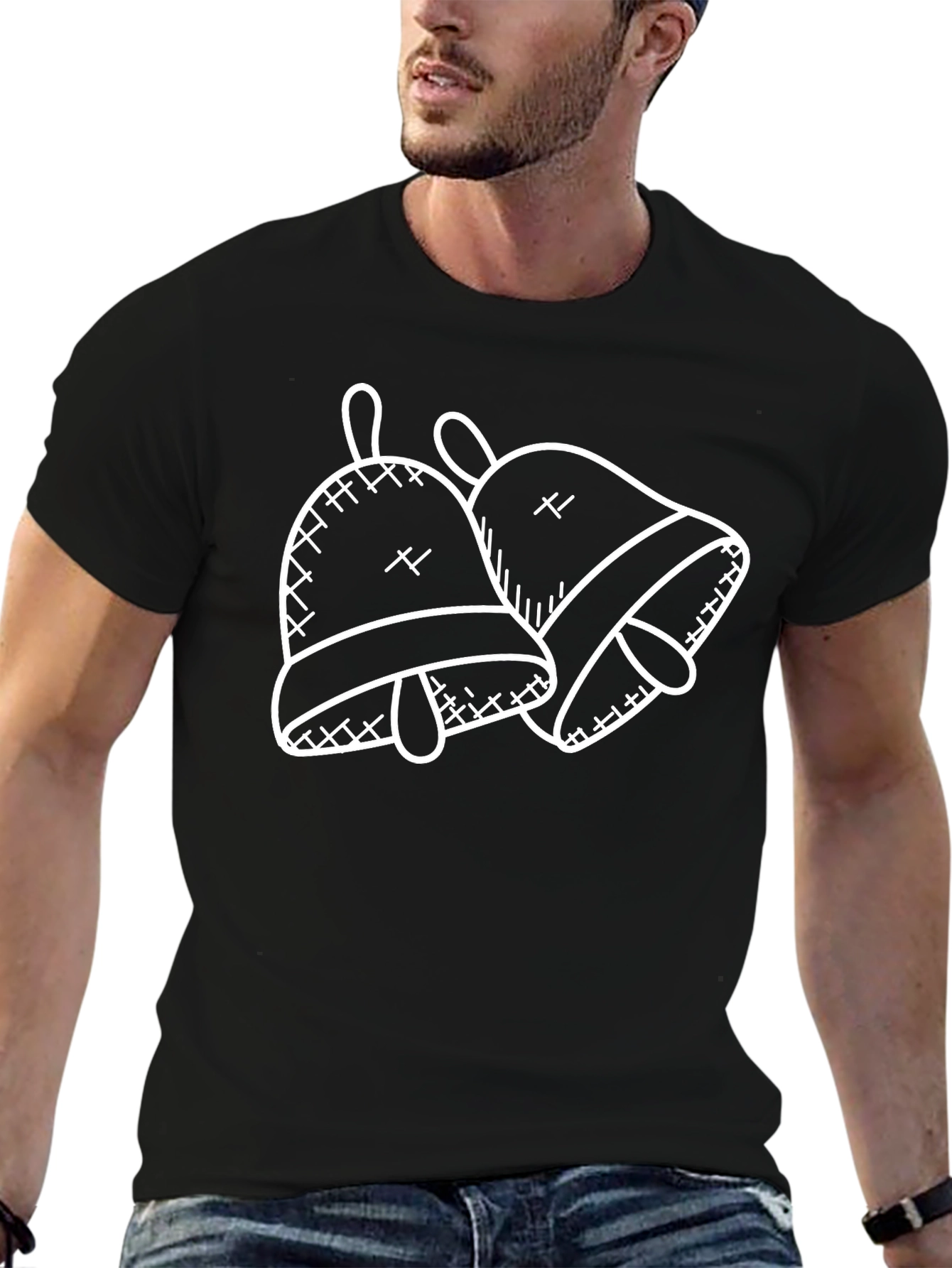 Black T-Shirt with Bell Graphic