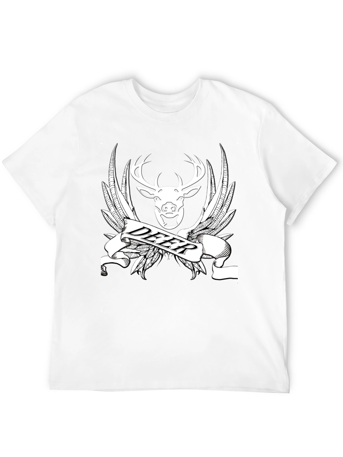Deer Emblem T-Shirt - Black Cotton Graphic Tee
