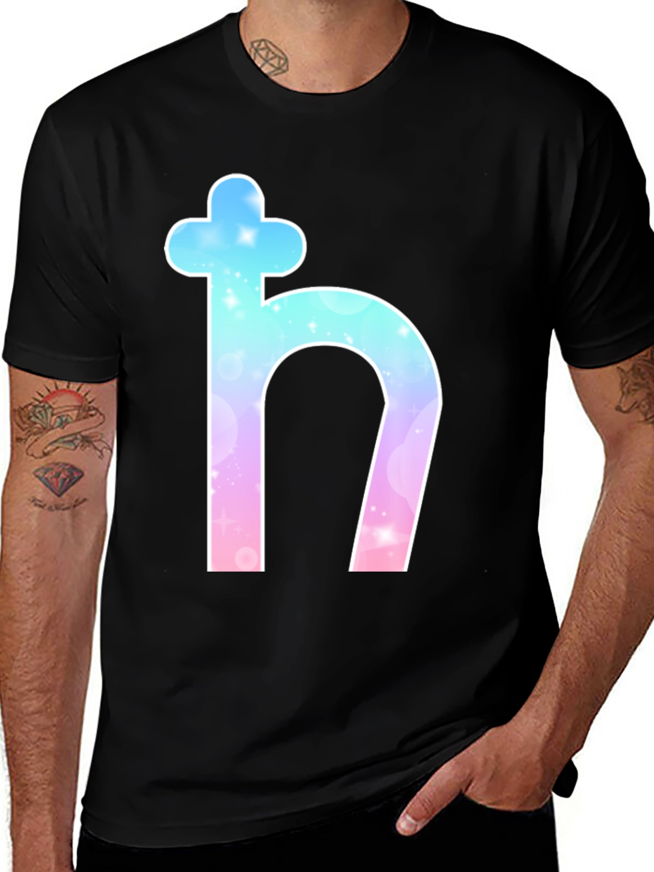 Saturn Symbol Graphic Tee - Black Cotton Blend
