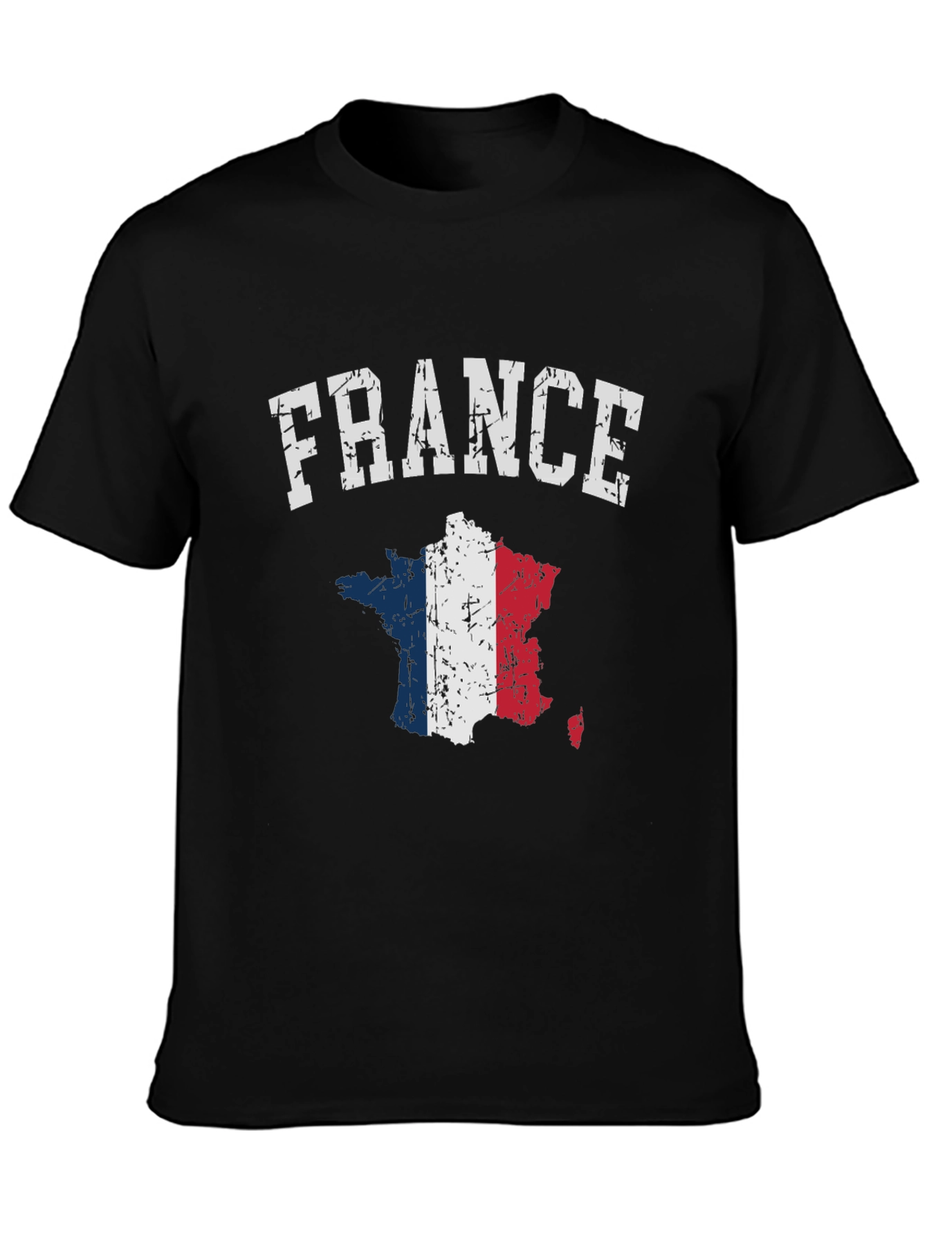 France Flag Map T-Shirt - Distressed Design
