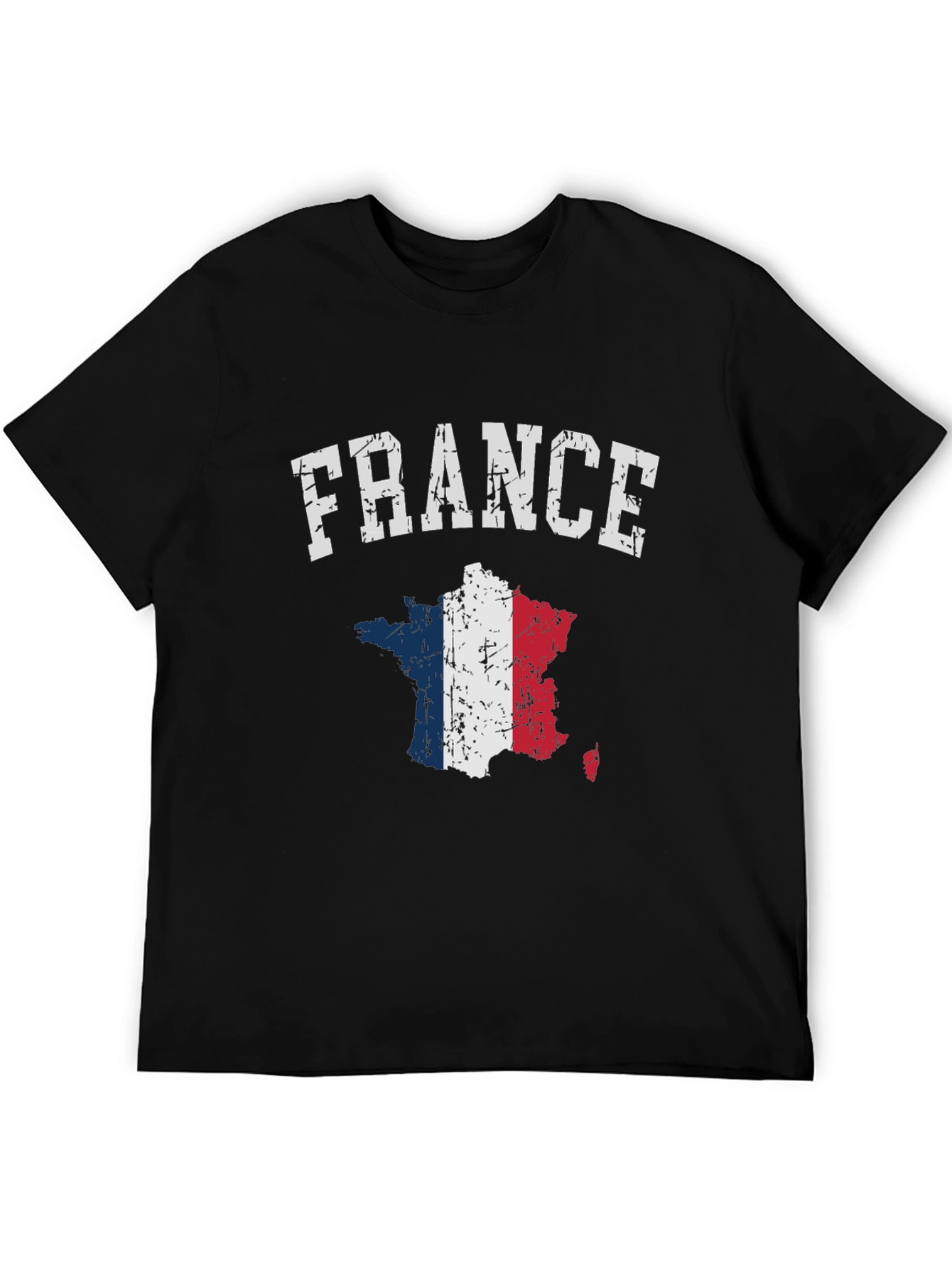 France Flag Map T-Shirt - Distressed Design