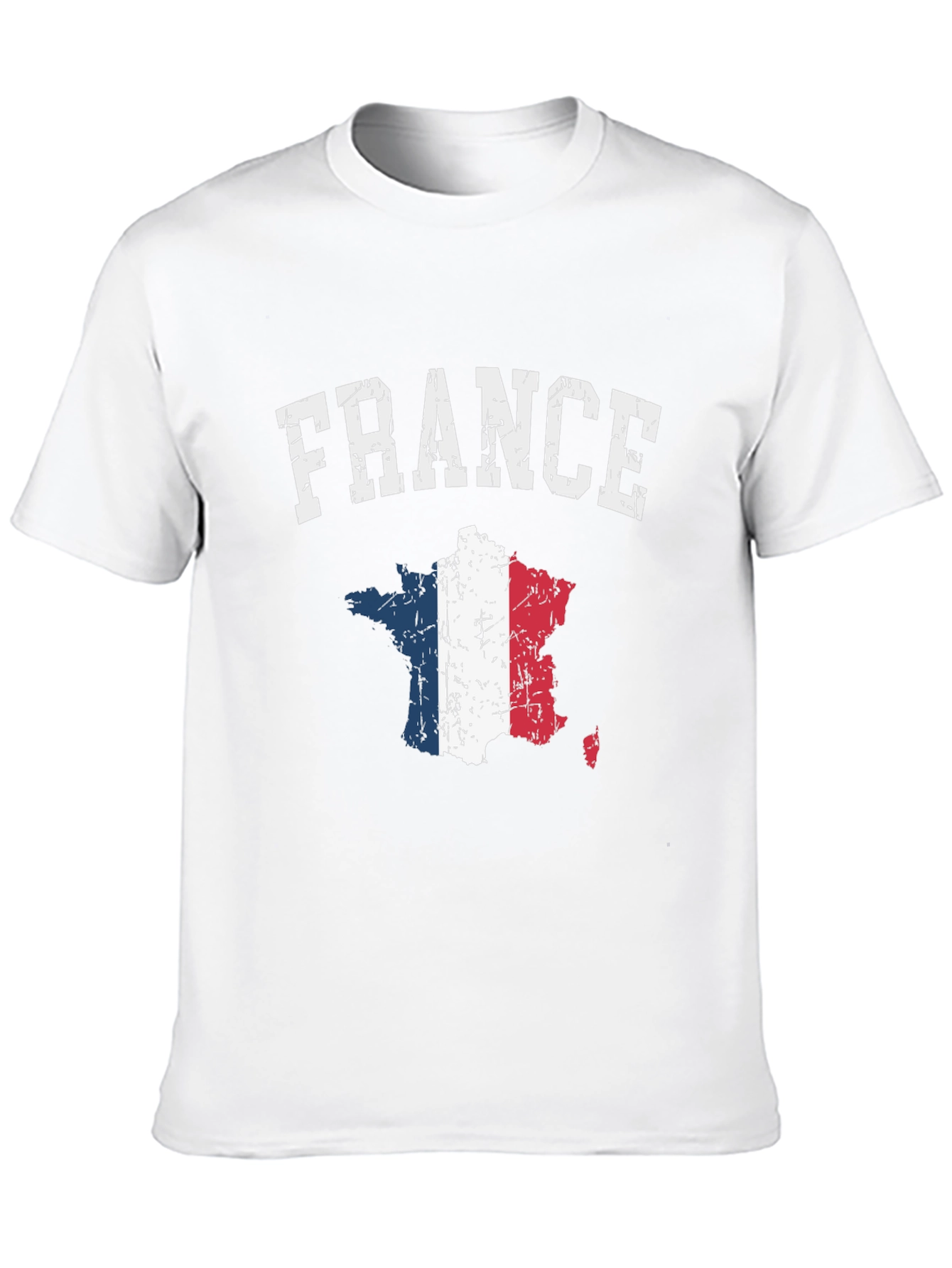 France Flag Map T-Shirt - Distressed Design