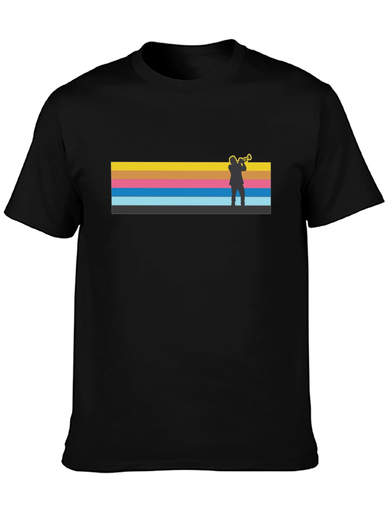 Jazz Trumpet Retro Style Black T-Shirt