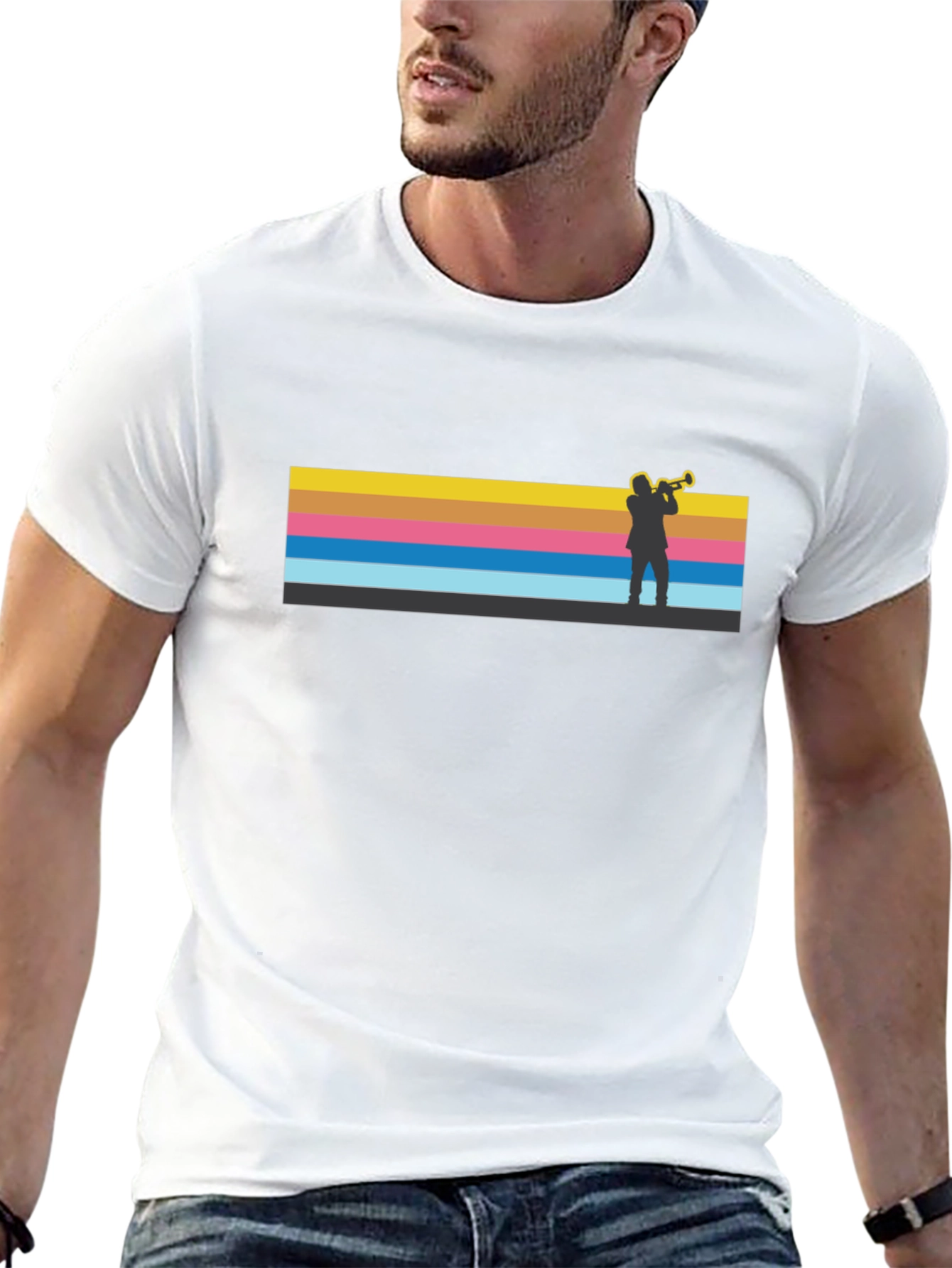 Jazz Trumpet Retro Style Black T-Shirt