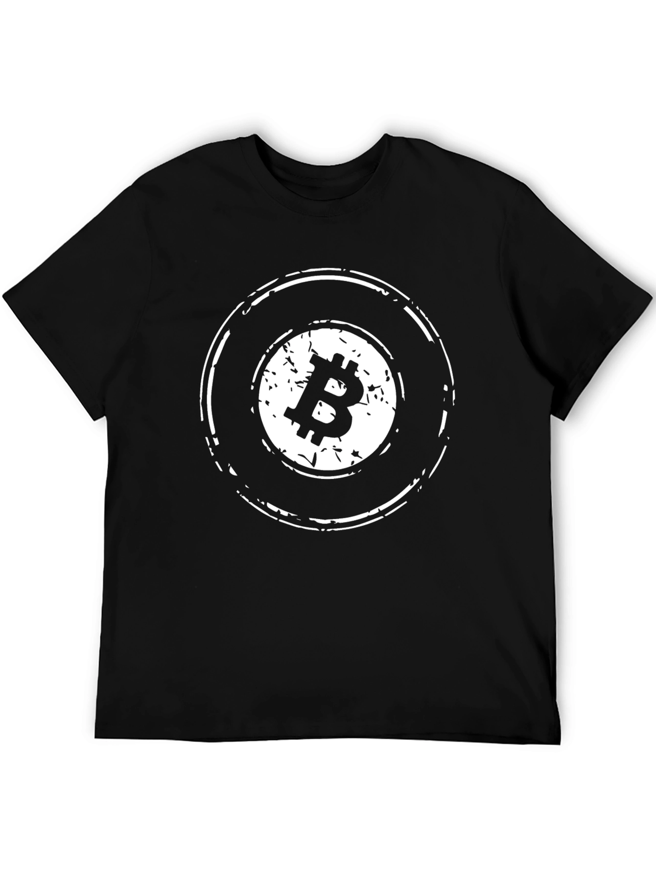 Bitcoin Distressed Logo Black T-Shirt