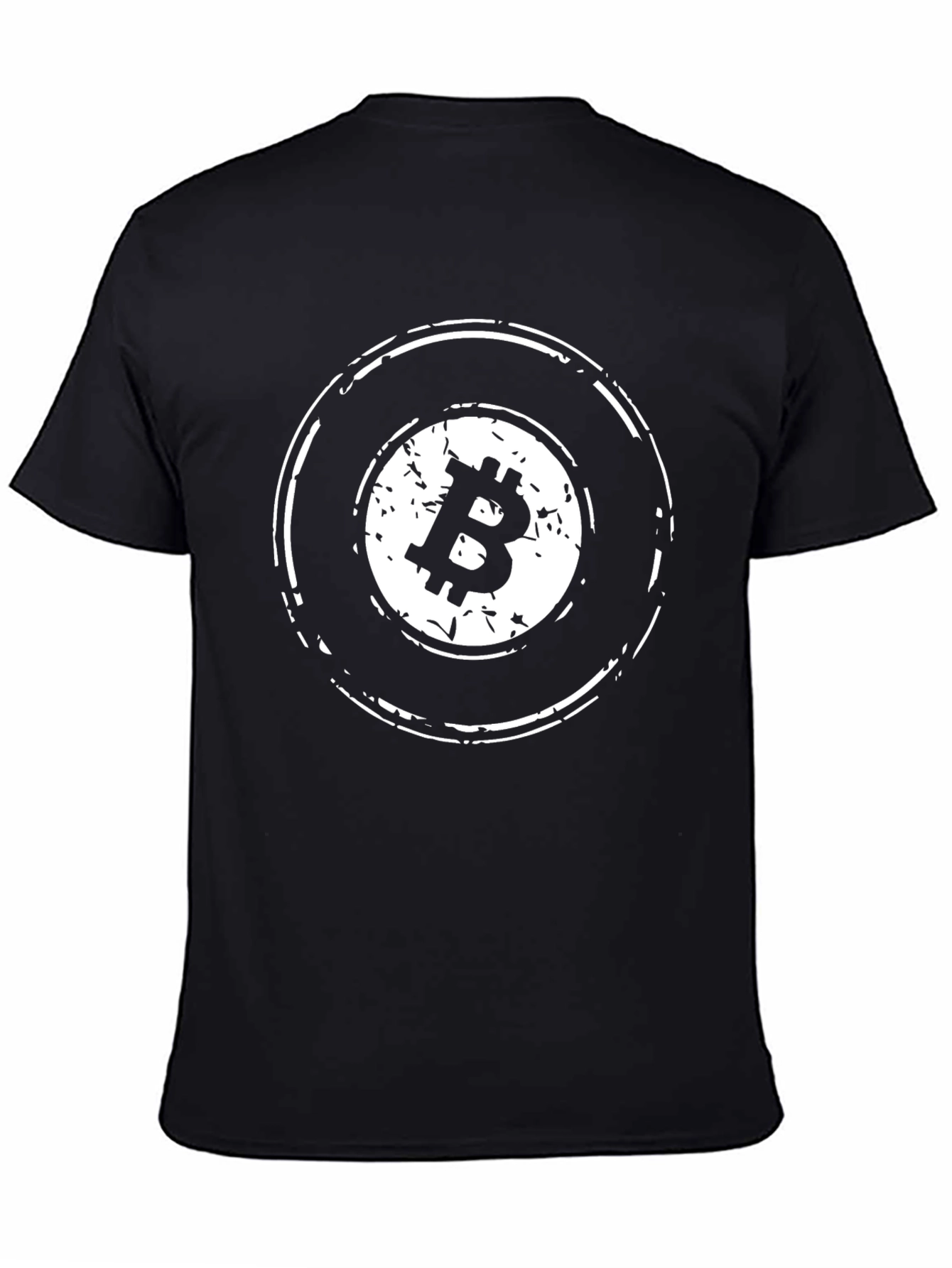 Bitcoin Distressed Logo Black T-Shirt