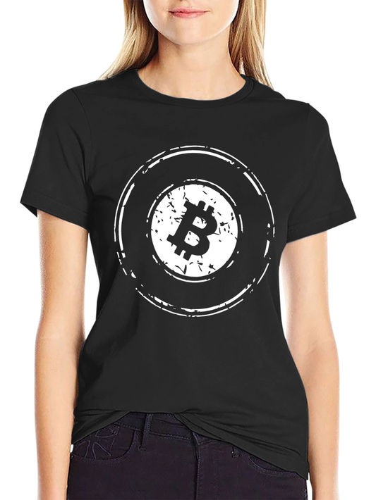Bitcoin Distressed Logo Black T-Shirt