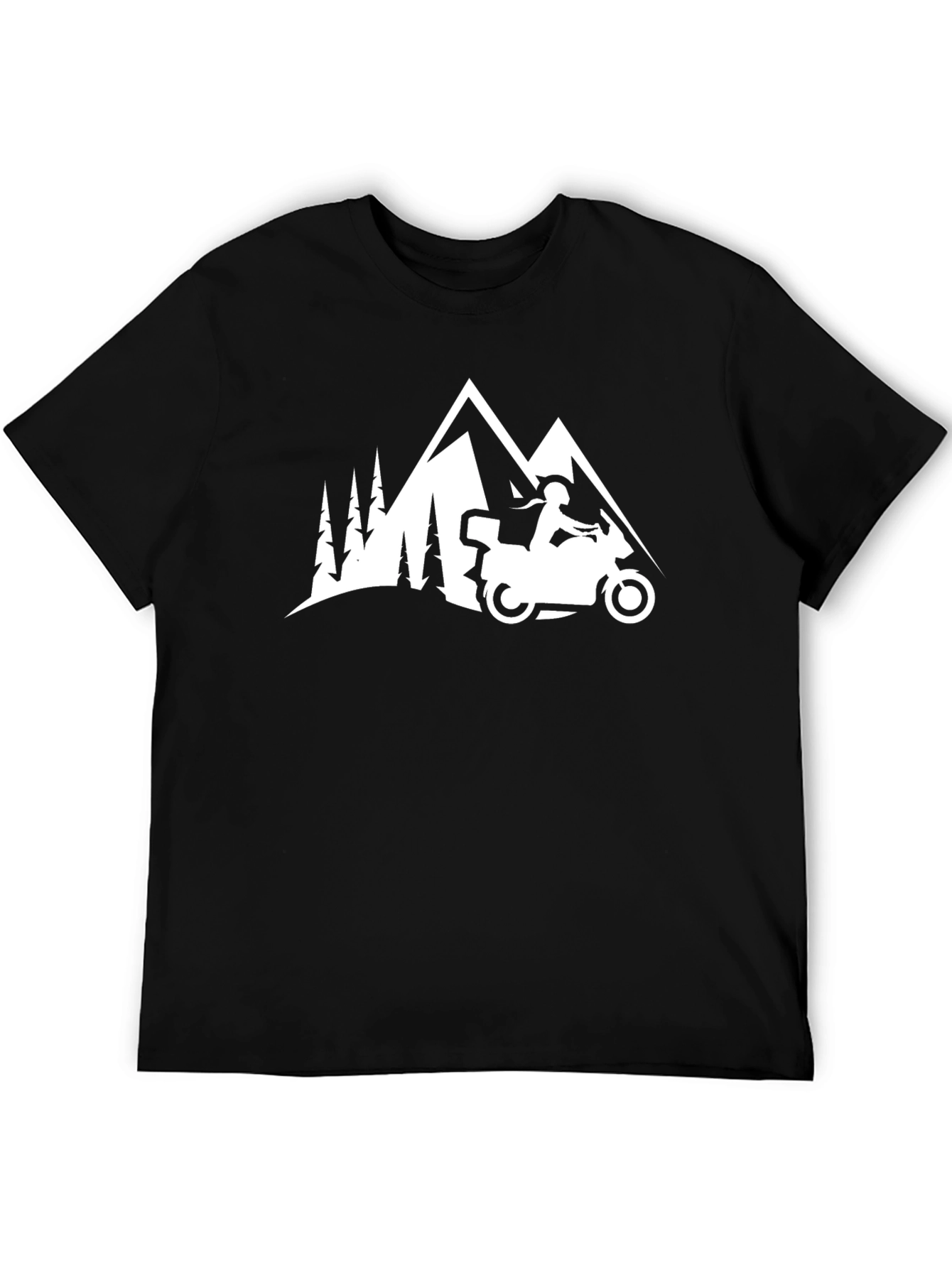 Adventure Awaits T-Shirt: Motorcycle & Mountain Design