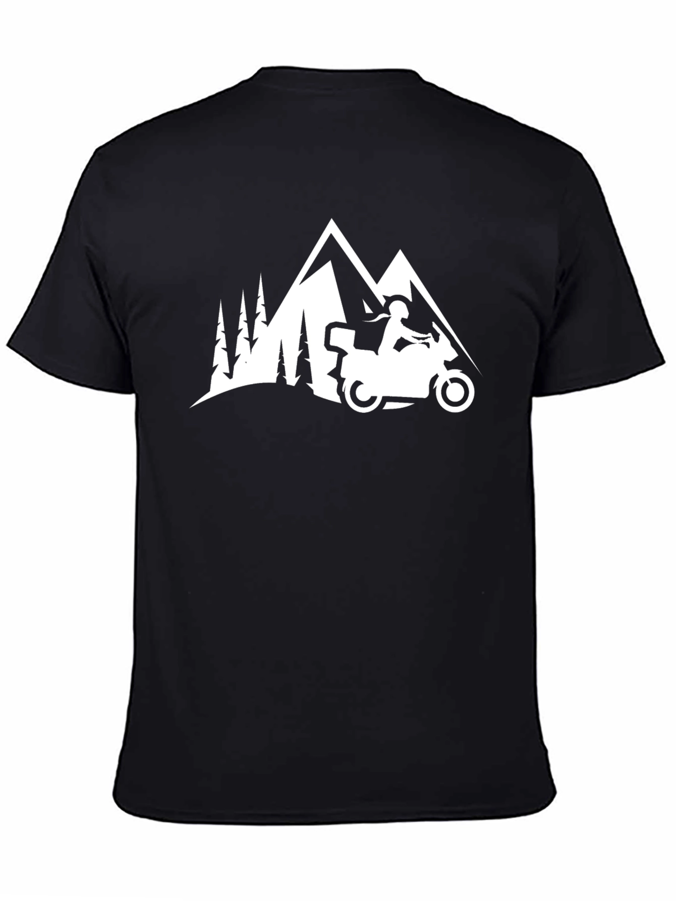 Adventure Awaits T-Shirt: Motorcycle & Mountain Design