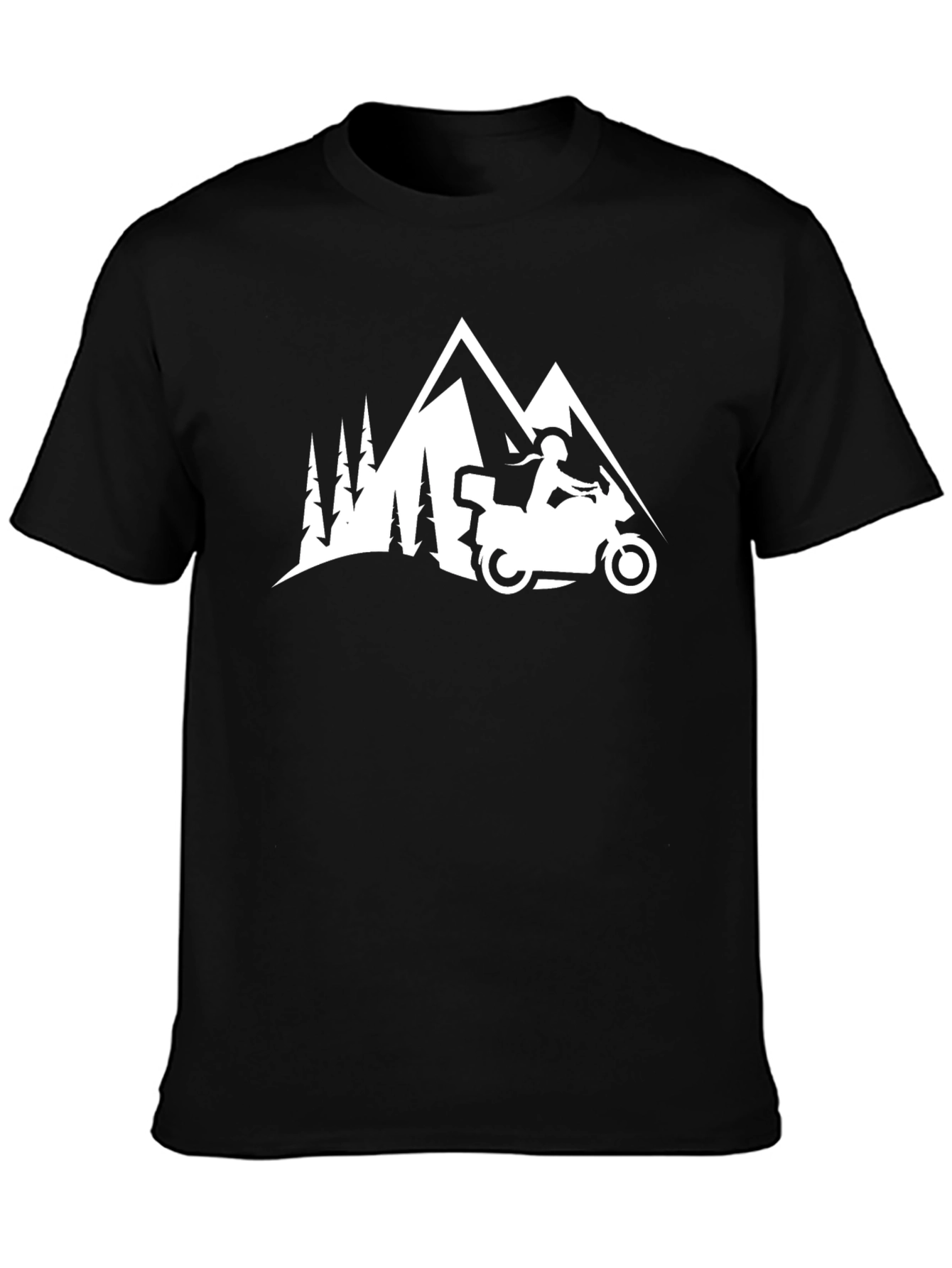 Adventure Awaits T-Shirt: Motorcycle & Mountain Design