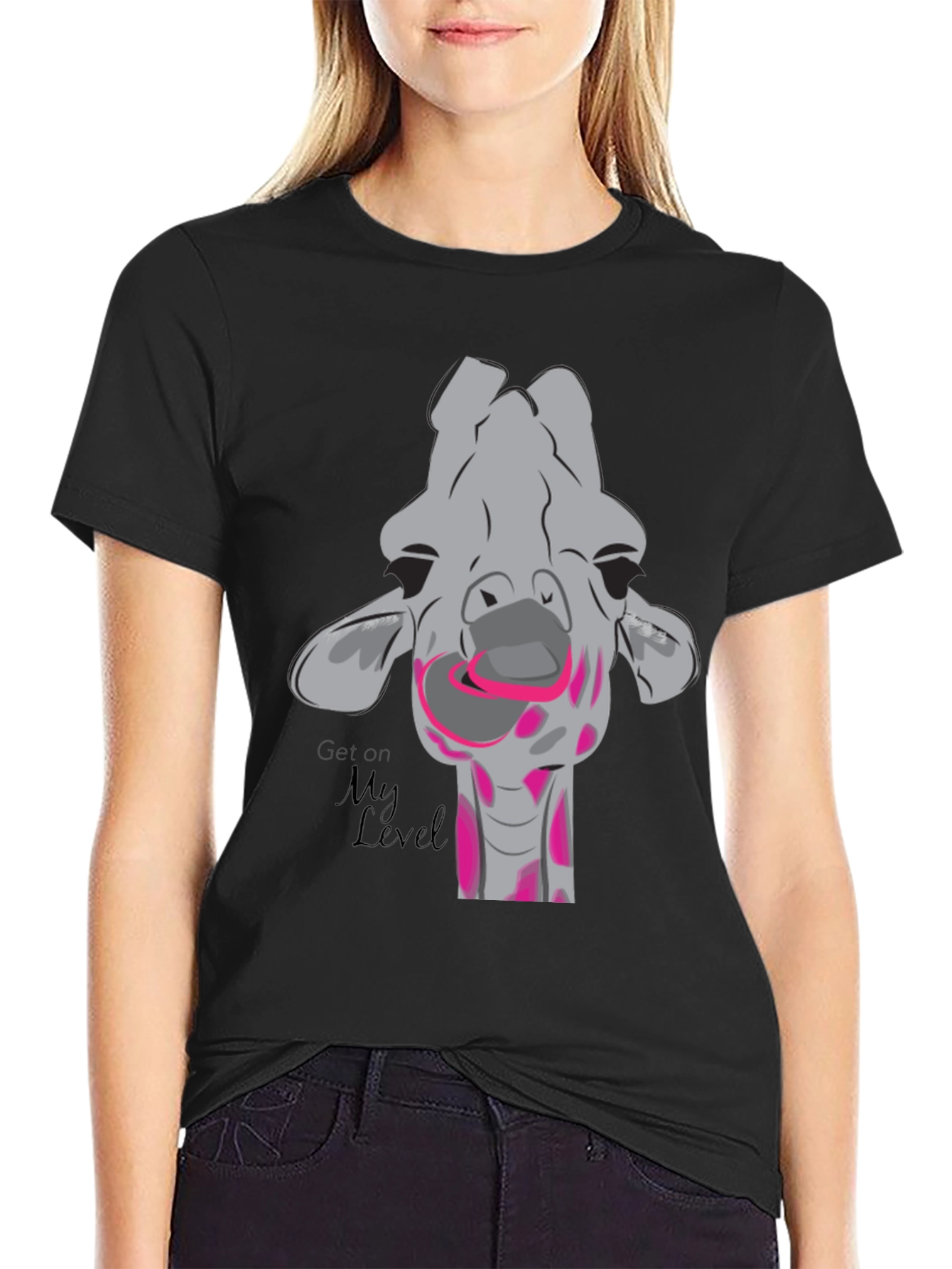 Giraffe Humor T-Shirt - Get On My Level