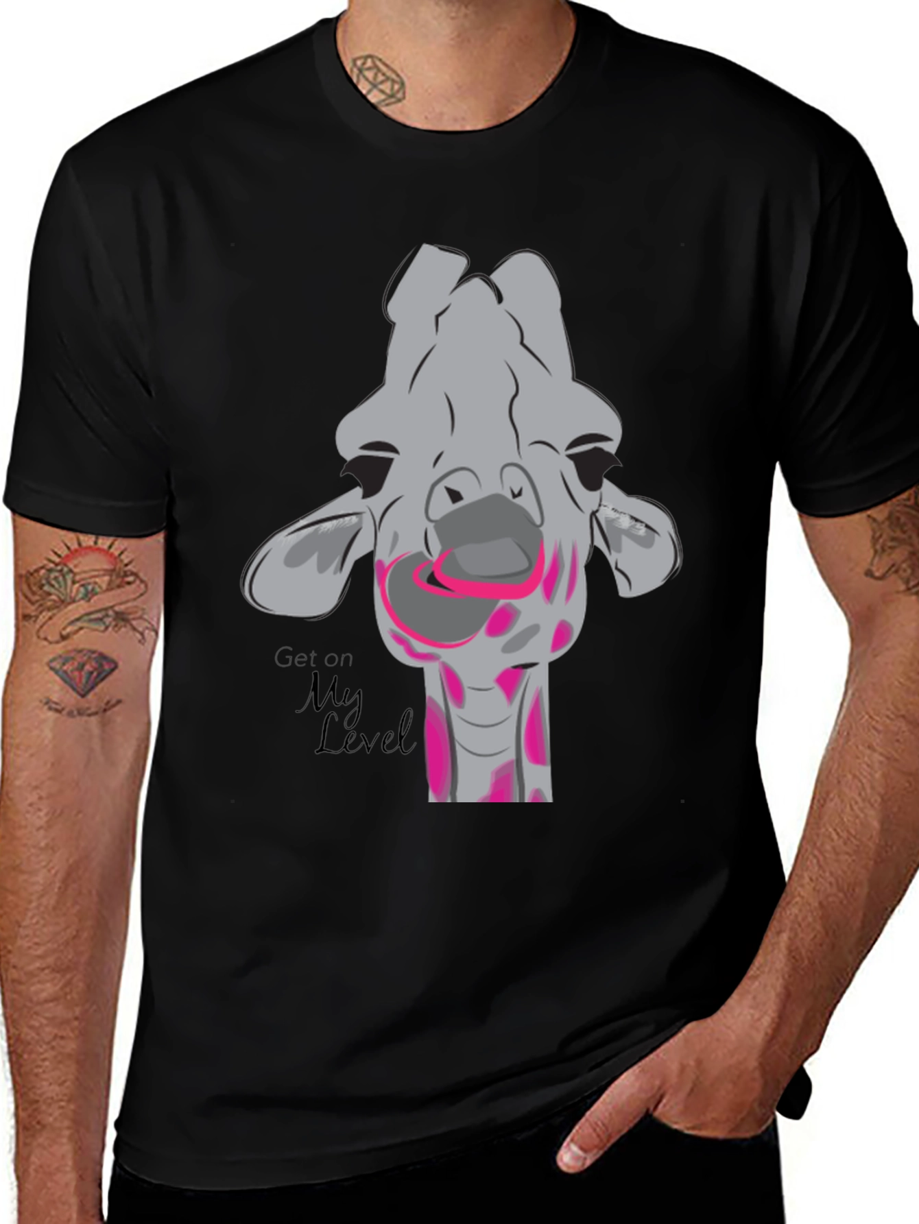 Giraffe Humor T-Shirt - Get On My Level