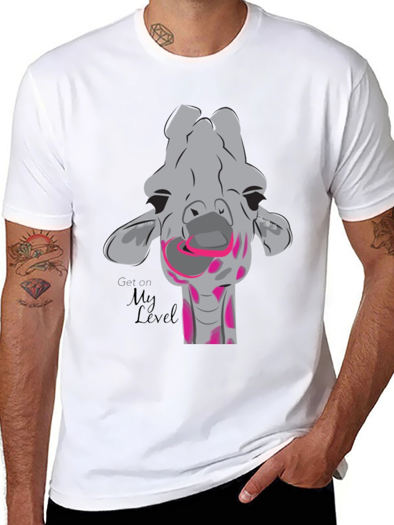Giraffe Humor T-Shirt - Get On My Level