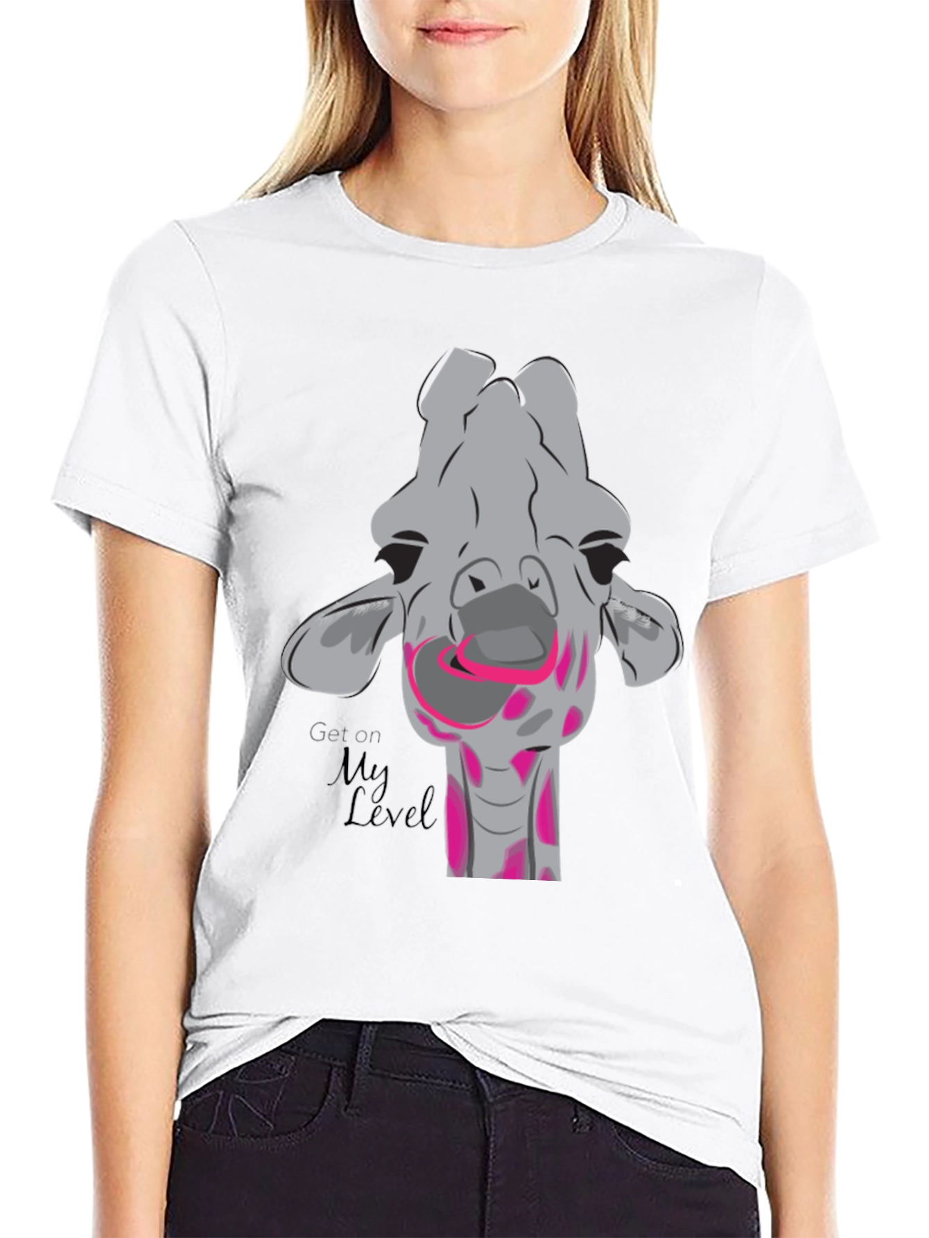Giraffe Humor T-Shirt - Get On My Level