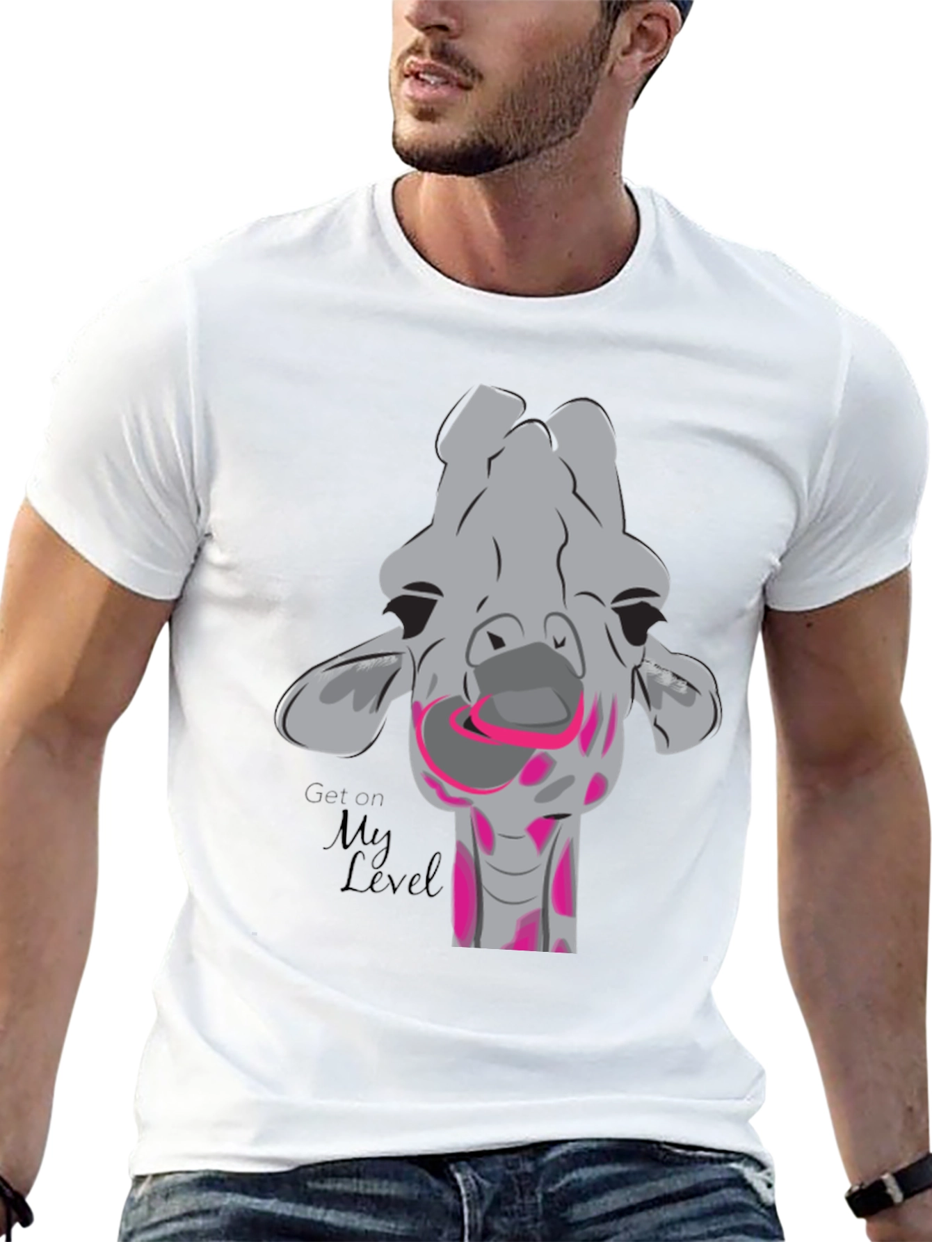 Giraffe Humor T-Shirt - Get On My Level