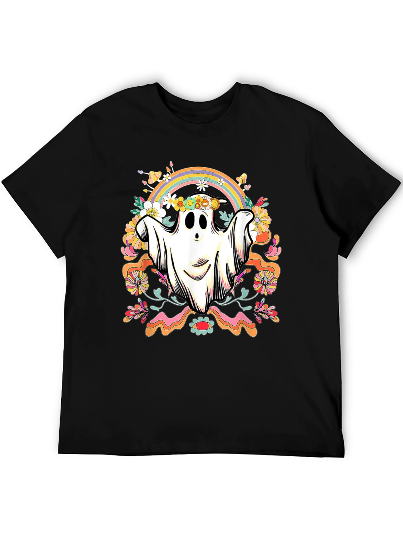 Hippie Ghost T-Shirt - Spooky Retro Design